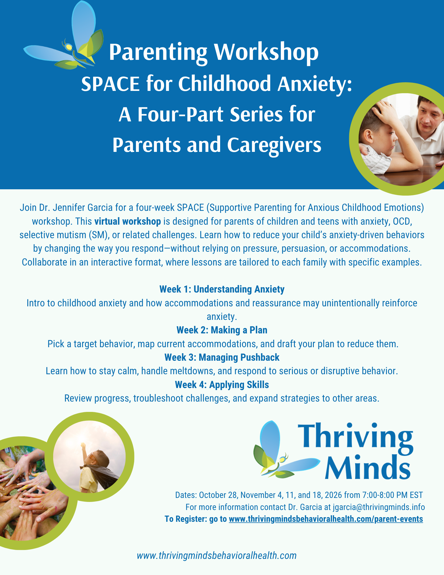 SPACE Parenting Workshop for Childhood Anxiety--Oct/Nov 2026 