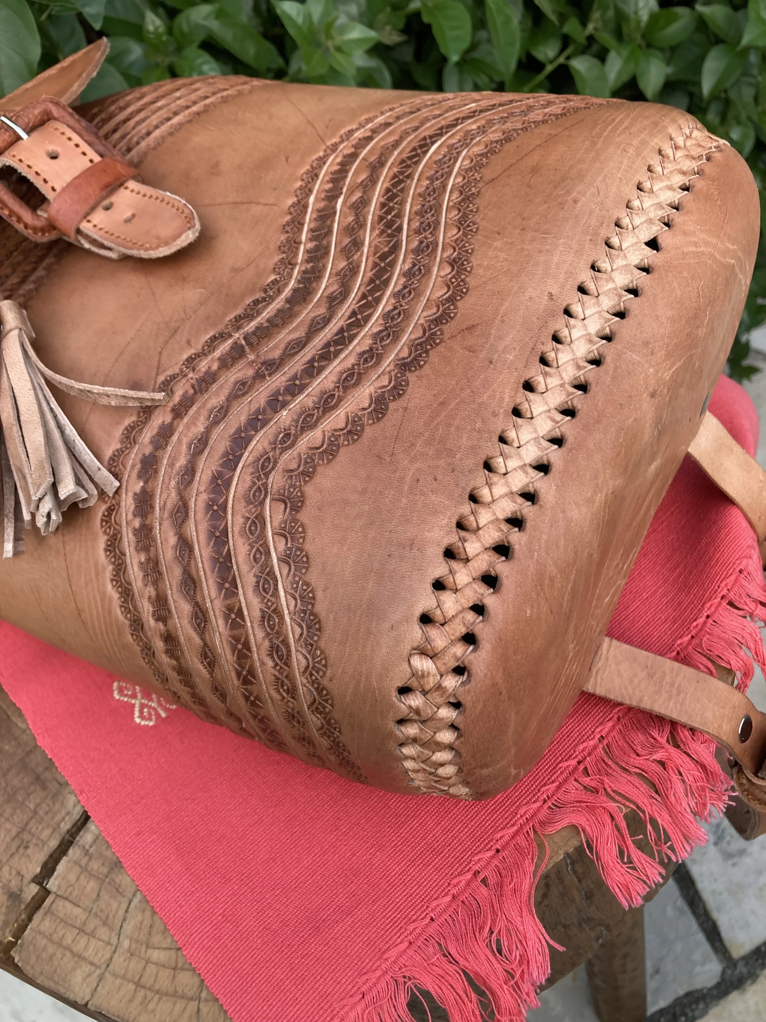 Oaxacan Native Artesanal Handmade Leather Backpack Bag Leather Backpack — FORTUNA CHOCOLATE organic, ancestral  main image 4