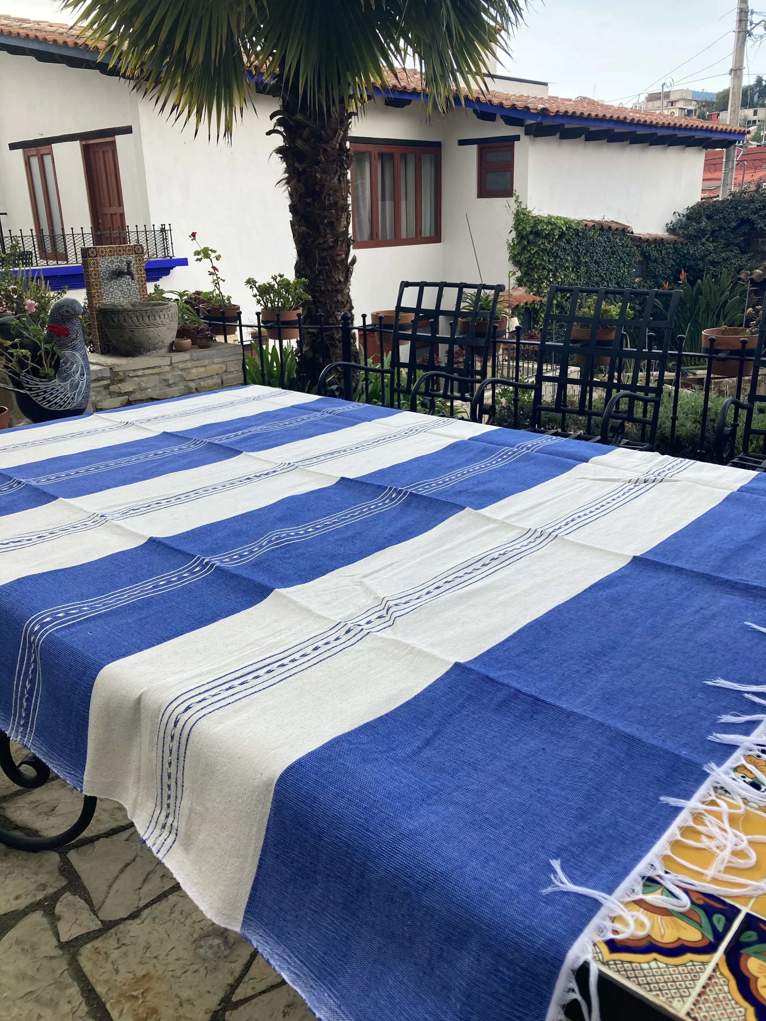 Blue Woven Table Cloth