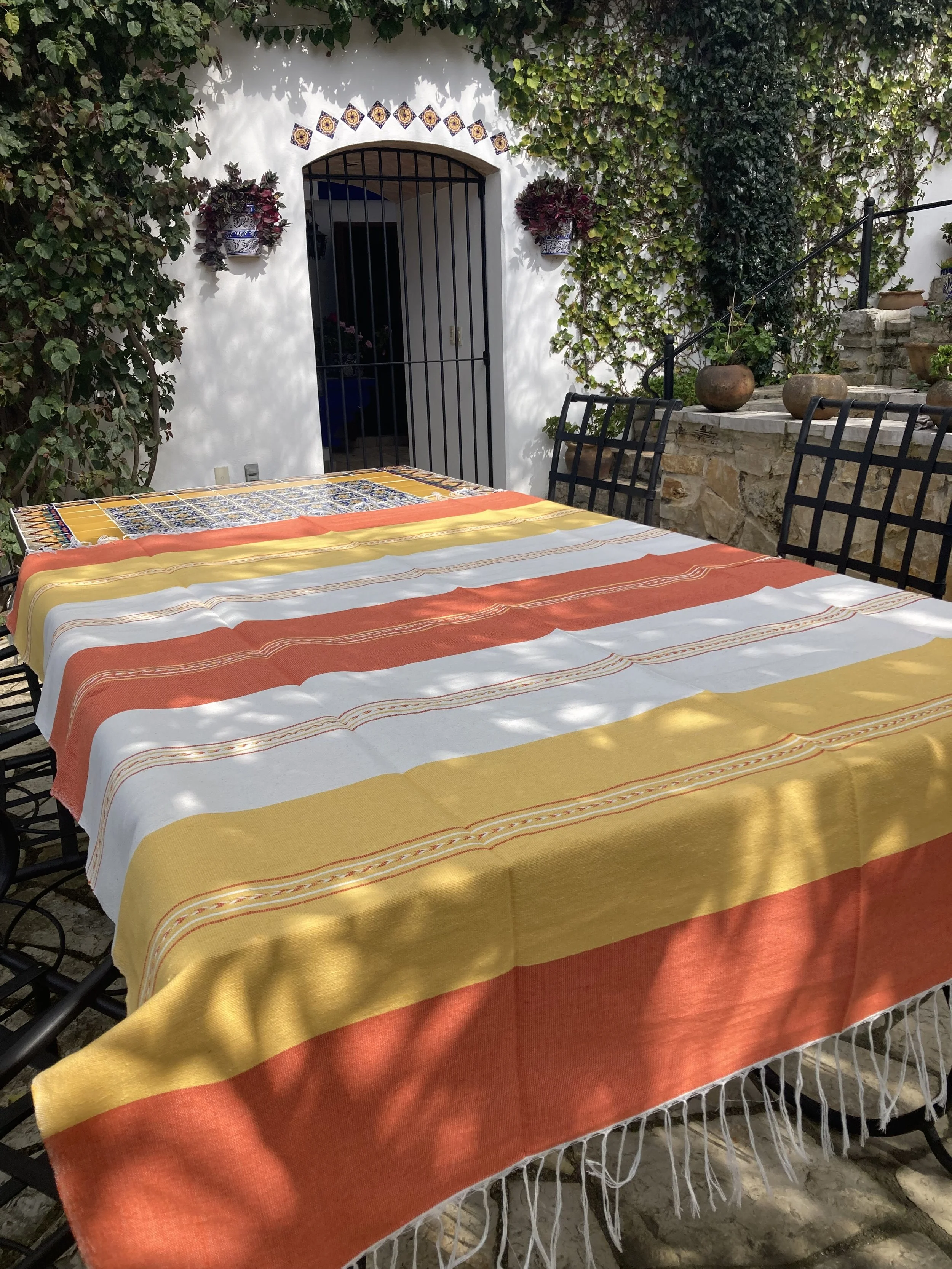 Orange & Yellow Woven Table Cloth