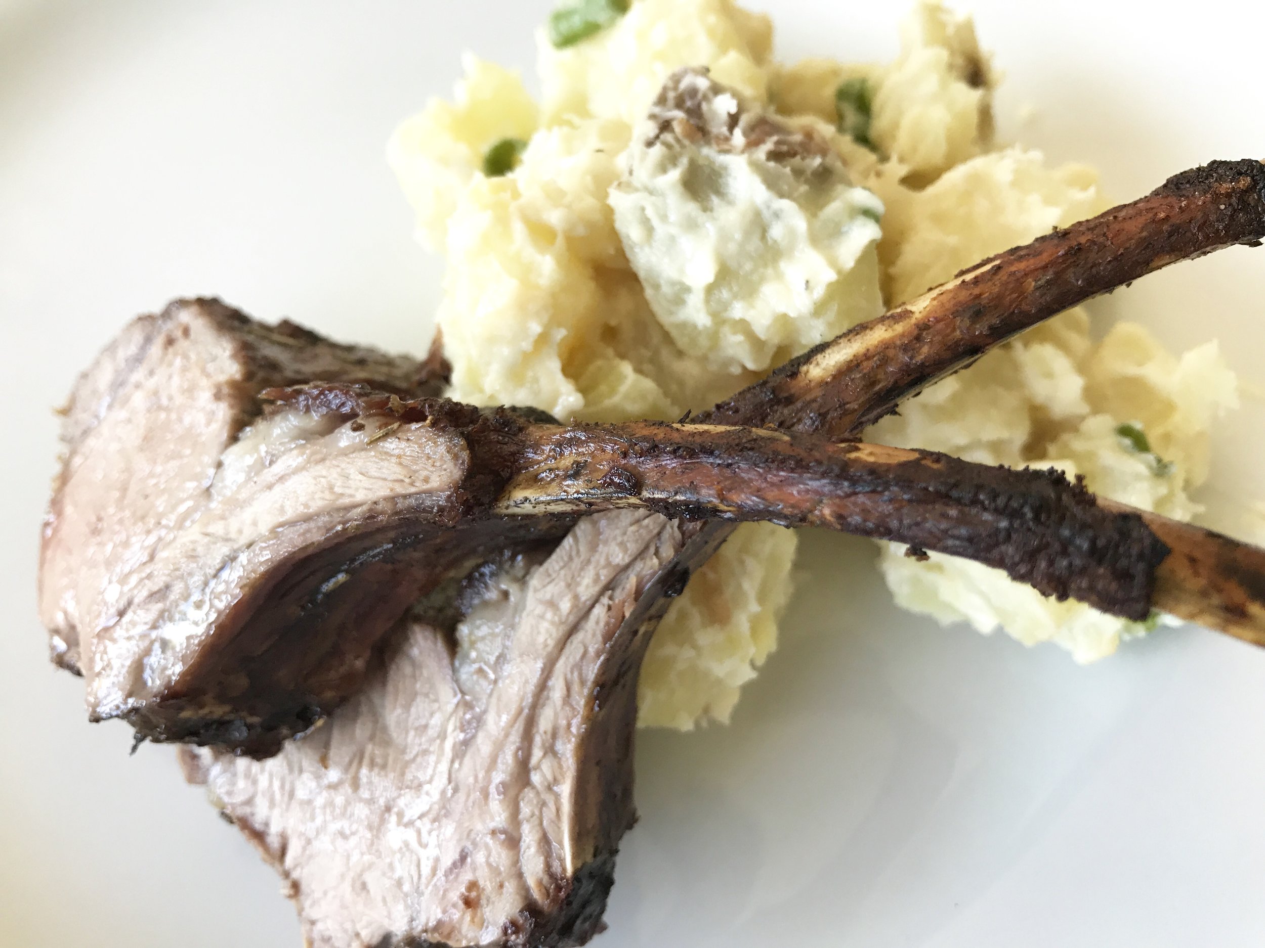 Look at this masterpiece! My beautiful Husband grilled up some lamb ribs and they we're amazing! I experimented with some sweet potato salad which, to be honest, did not turn out well at all. 