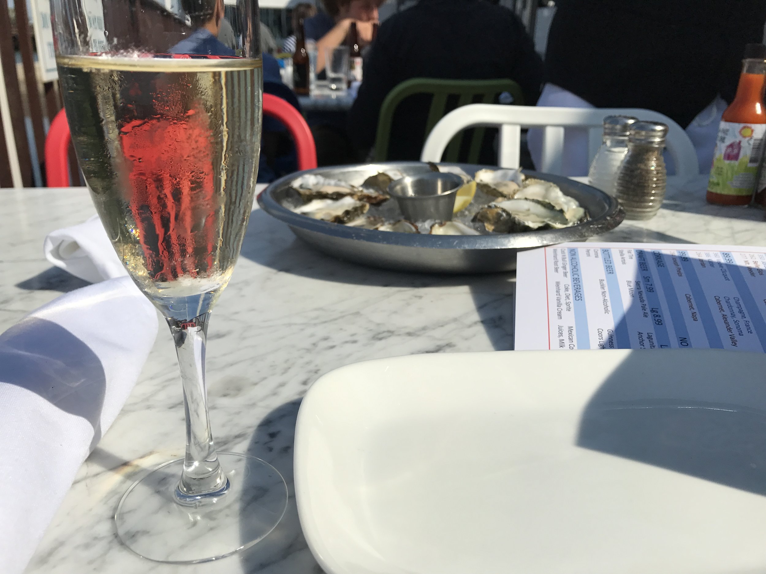 My Husband and I will always associate oysters and champagne with vacation!