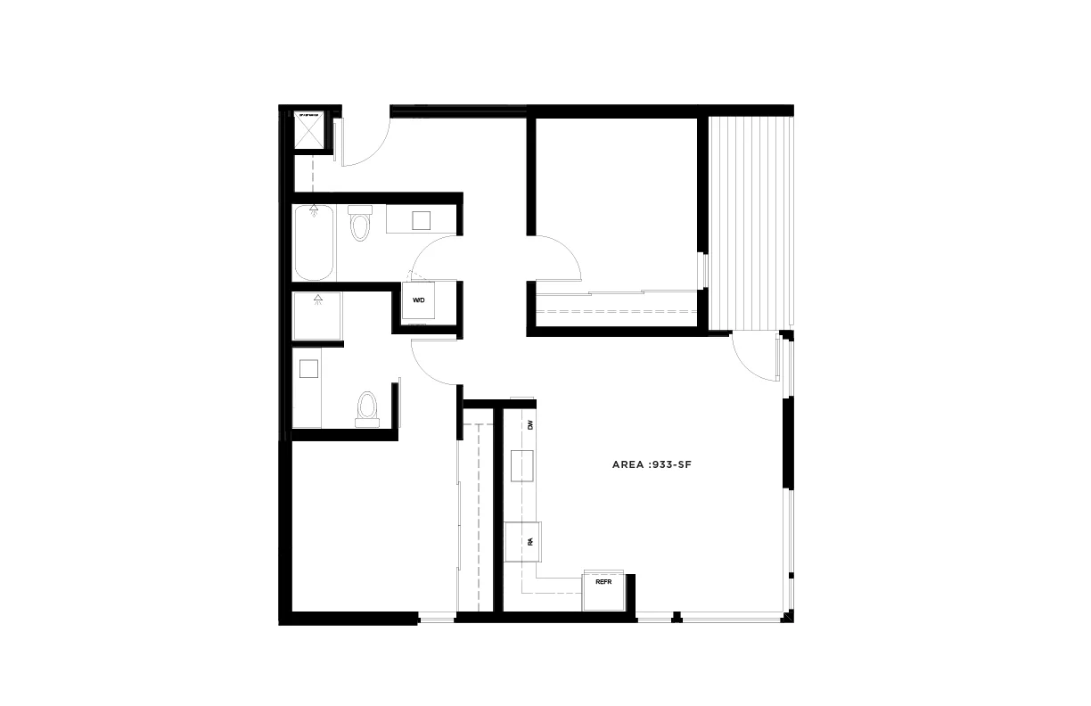 TWO BEDROOM 1 / 933 sf