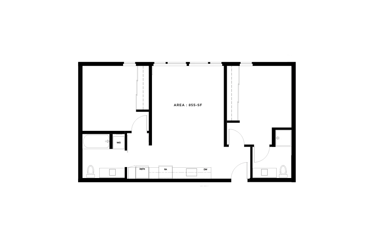 TWO BEDROOM 3 / 855 sf