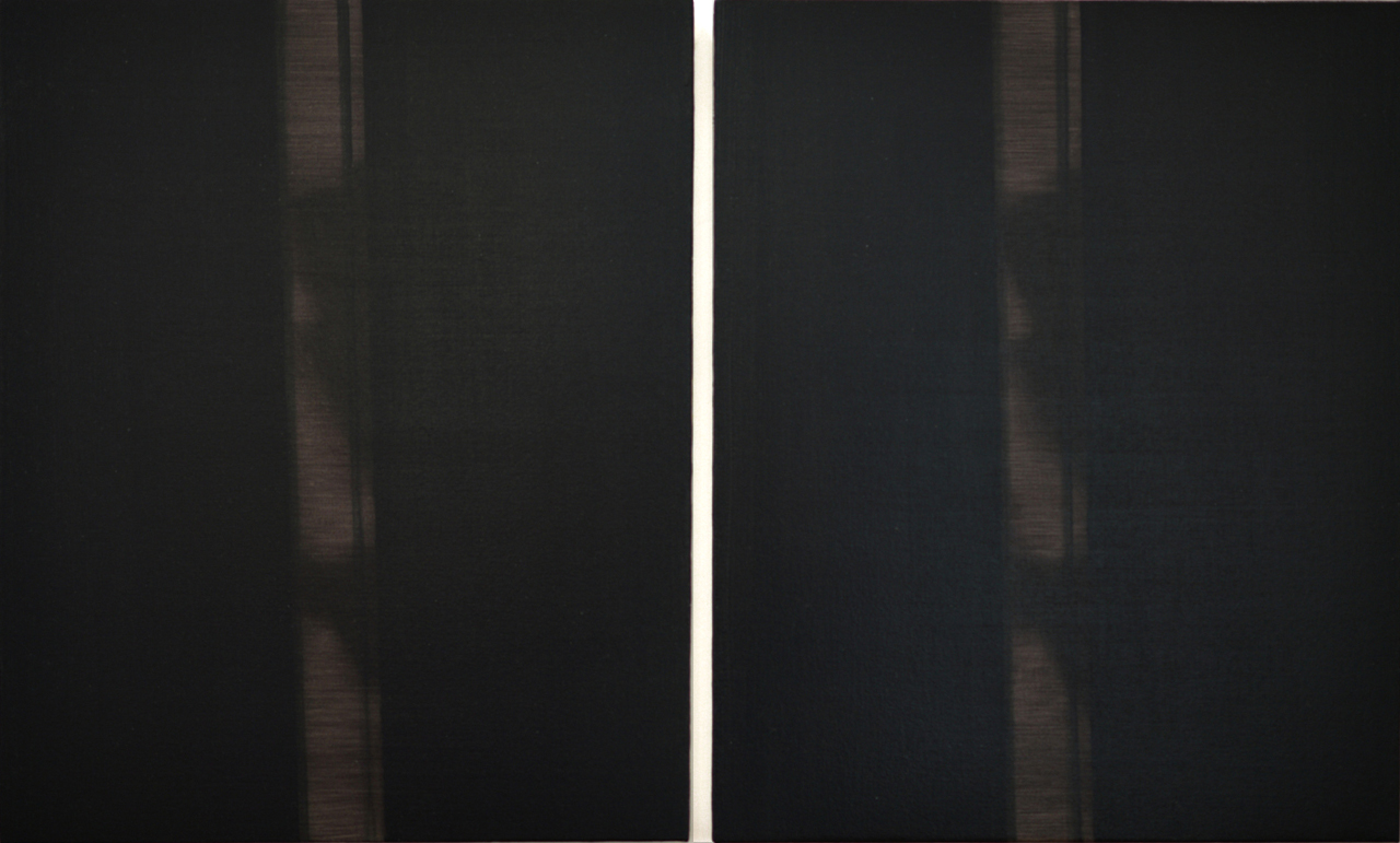   Double Shadow  &nbsp;2016 diptych; oil on canvas on panel 22 x 38 inches 