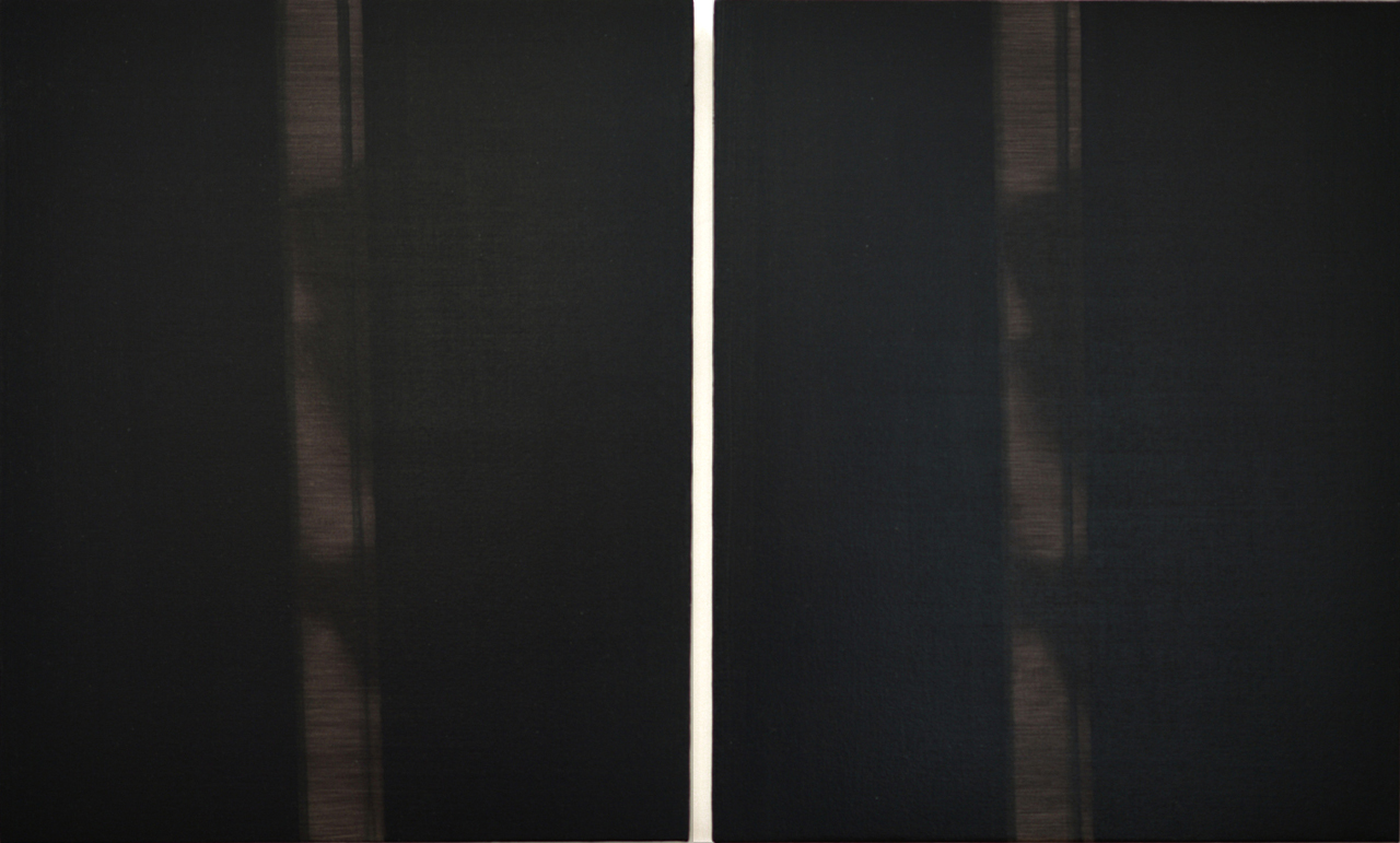 Double Shadow 2016 diptych; oil on canvas on panel 22 x 38 inches