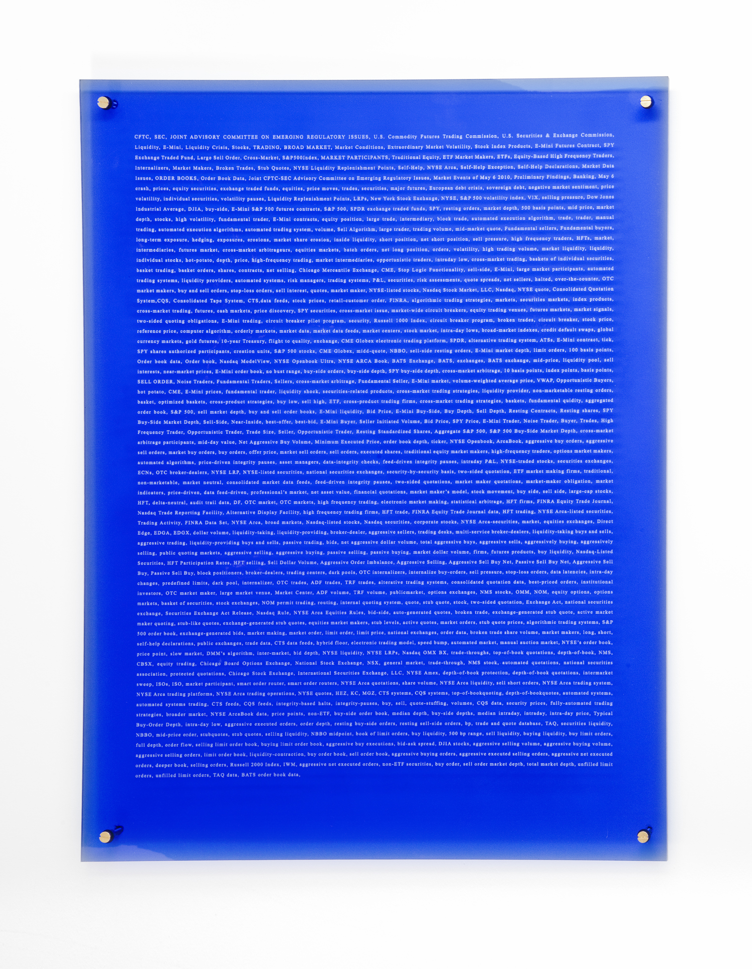 NAOMI COOK Market Findings 2017 etched plexiglass, brass 32 x 24.5 x 0.25 inches