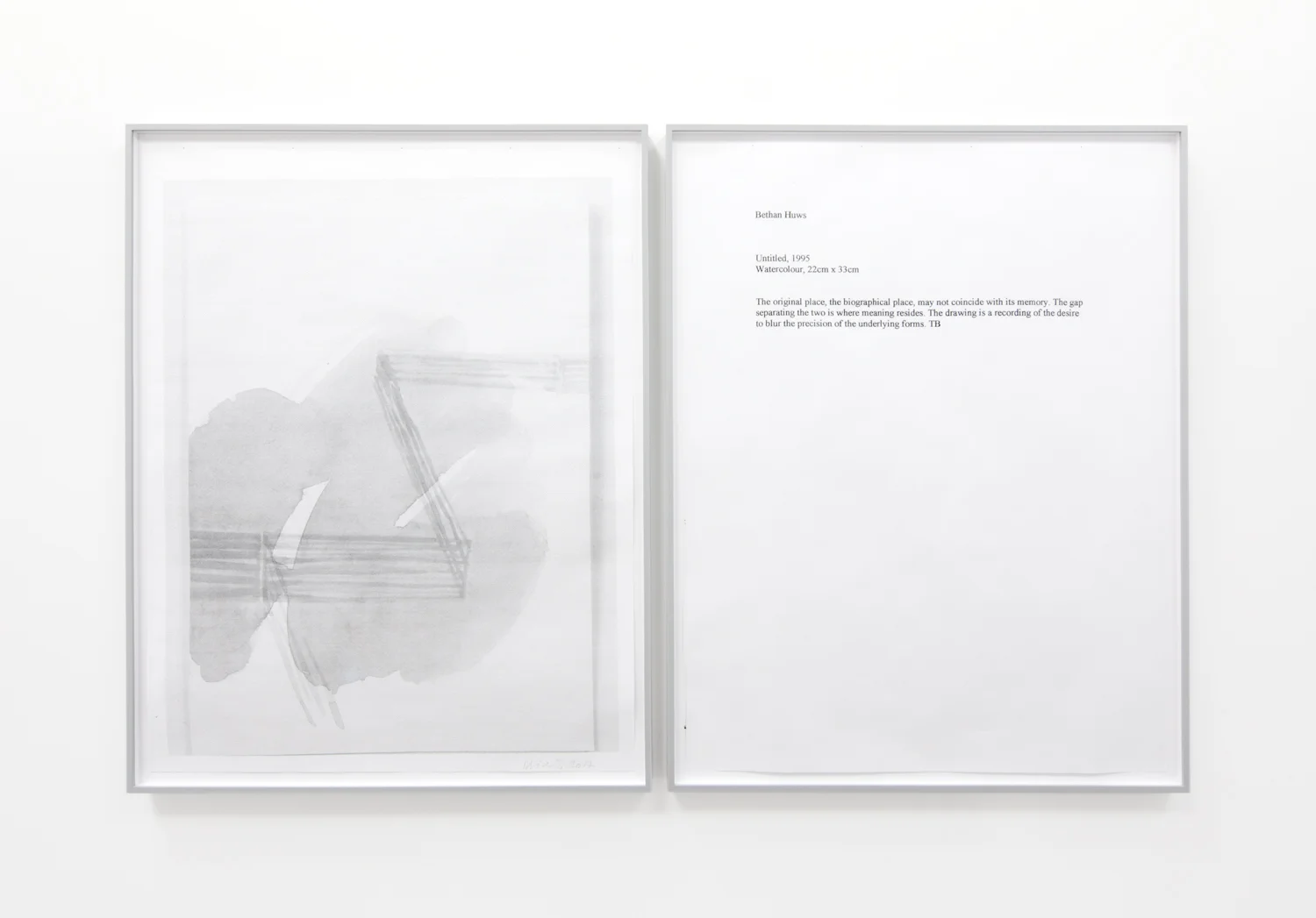 One Work with Footnote (Bethan Huws) 2015-2017 diptych; hybrid prints edition 1 of 1 36 x 29 inches each