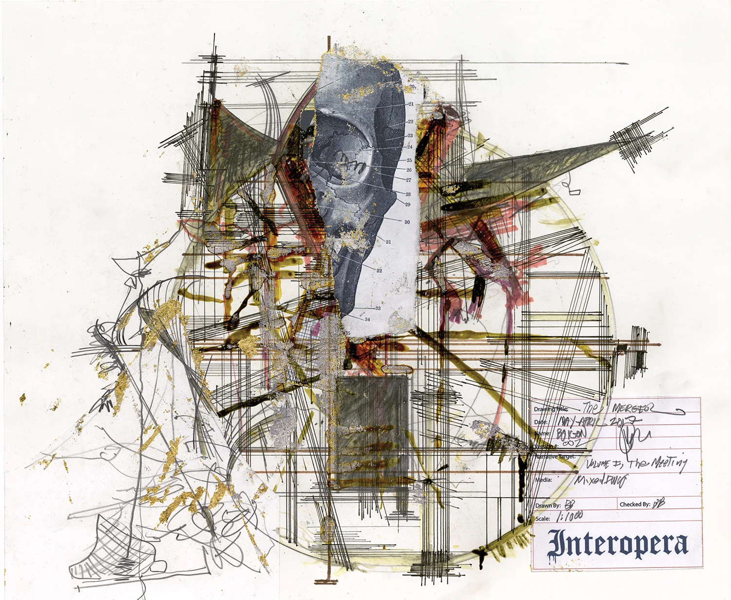 The Merger 2017 ink and mixed media on archival paper 14 x 17 inches