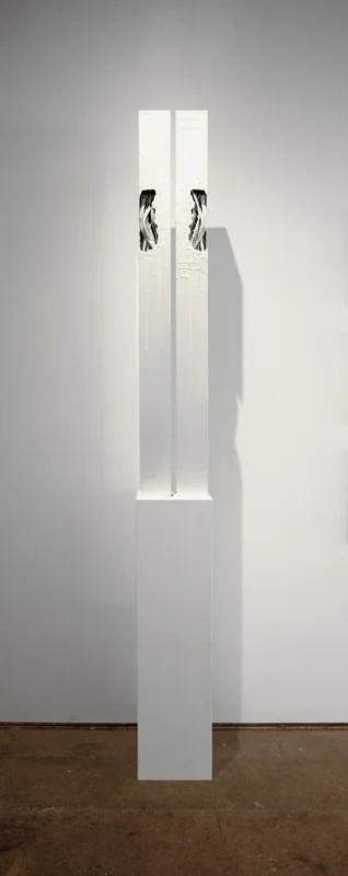 THe Interopera Mark Towers 2017 CNC acrylic nylon with 3D printed nylon and encaustic, MDF plinth 105 x 12 x 12 inches