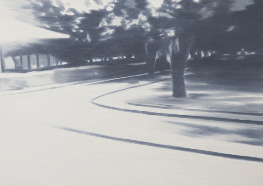 NICK OSTOFF Roundabout (large fade) 2018 oil on canvas on panel 24 x 32 inches