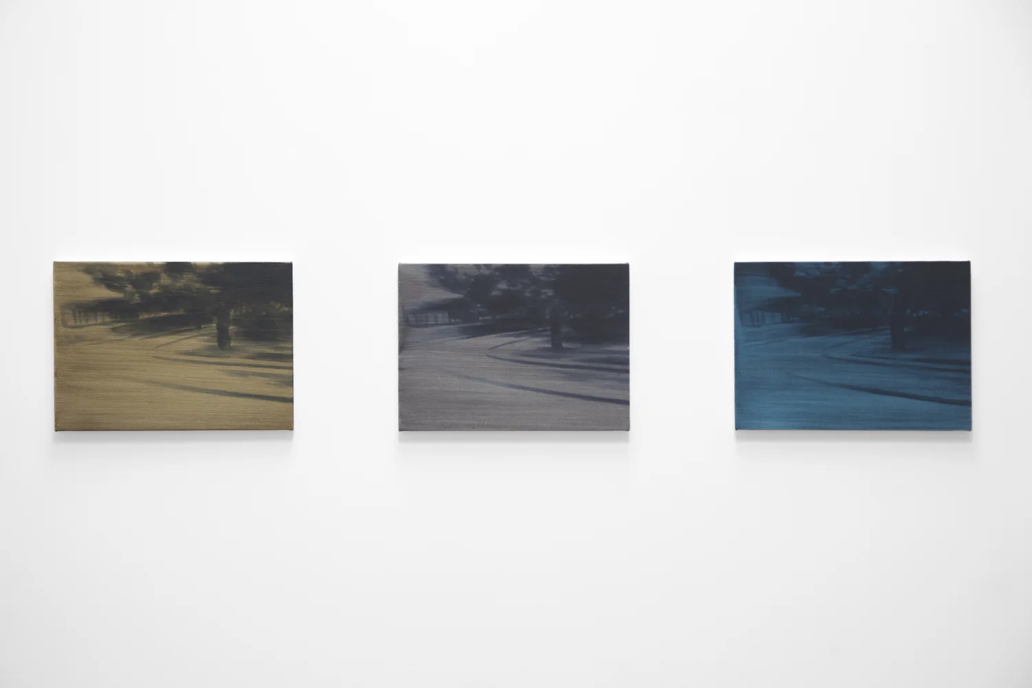 Roundabout (tri-colour fade) 2018 triptych; oil on canvas on panel 13 x 18 inches each