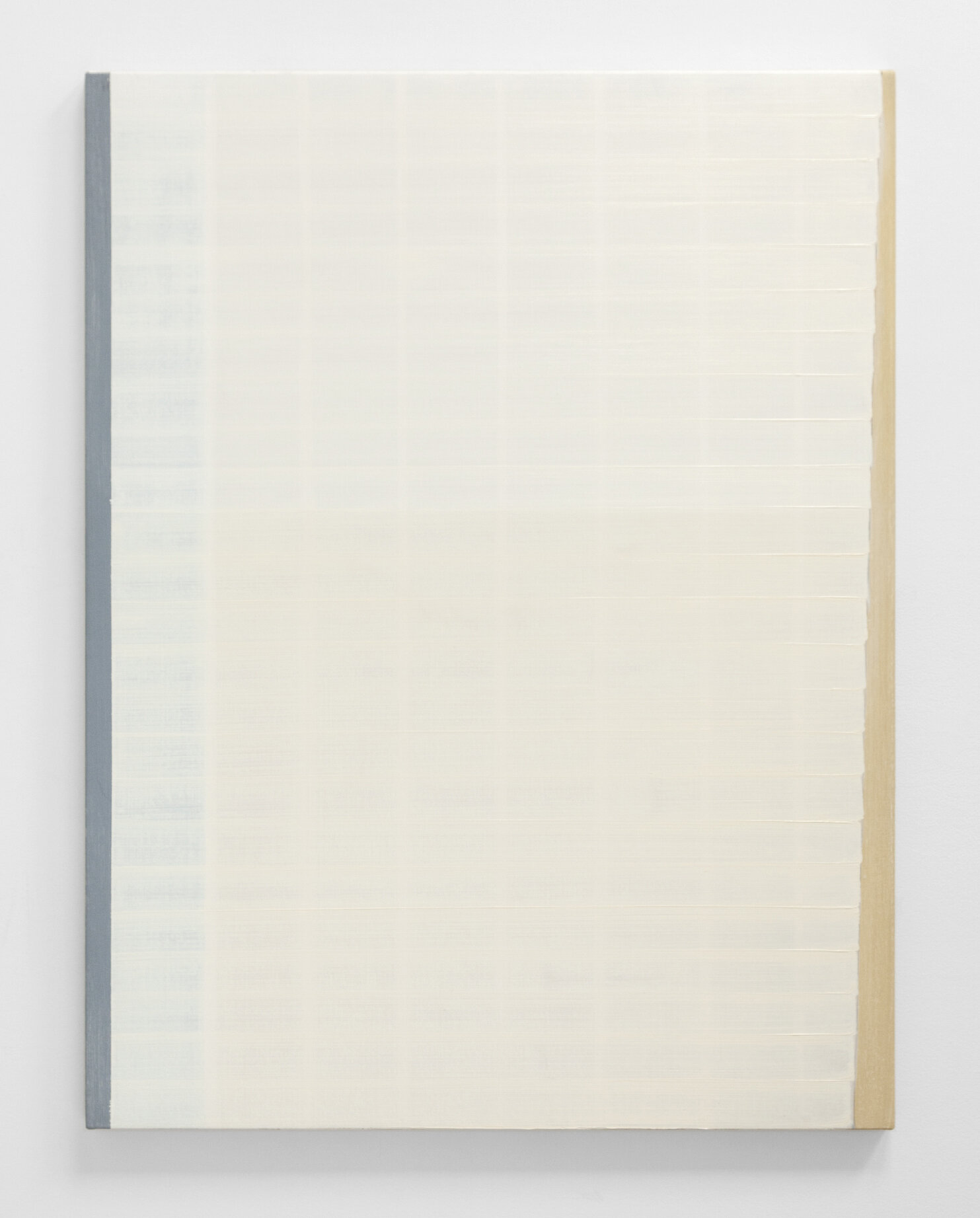   Screen 2 (pale ochre)  2015 oil on canvas on panel 40 x 30 inches 