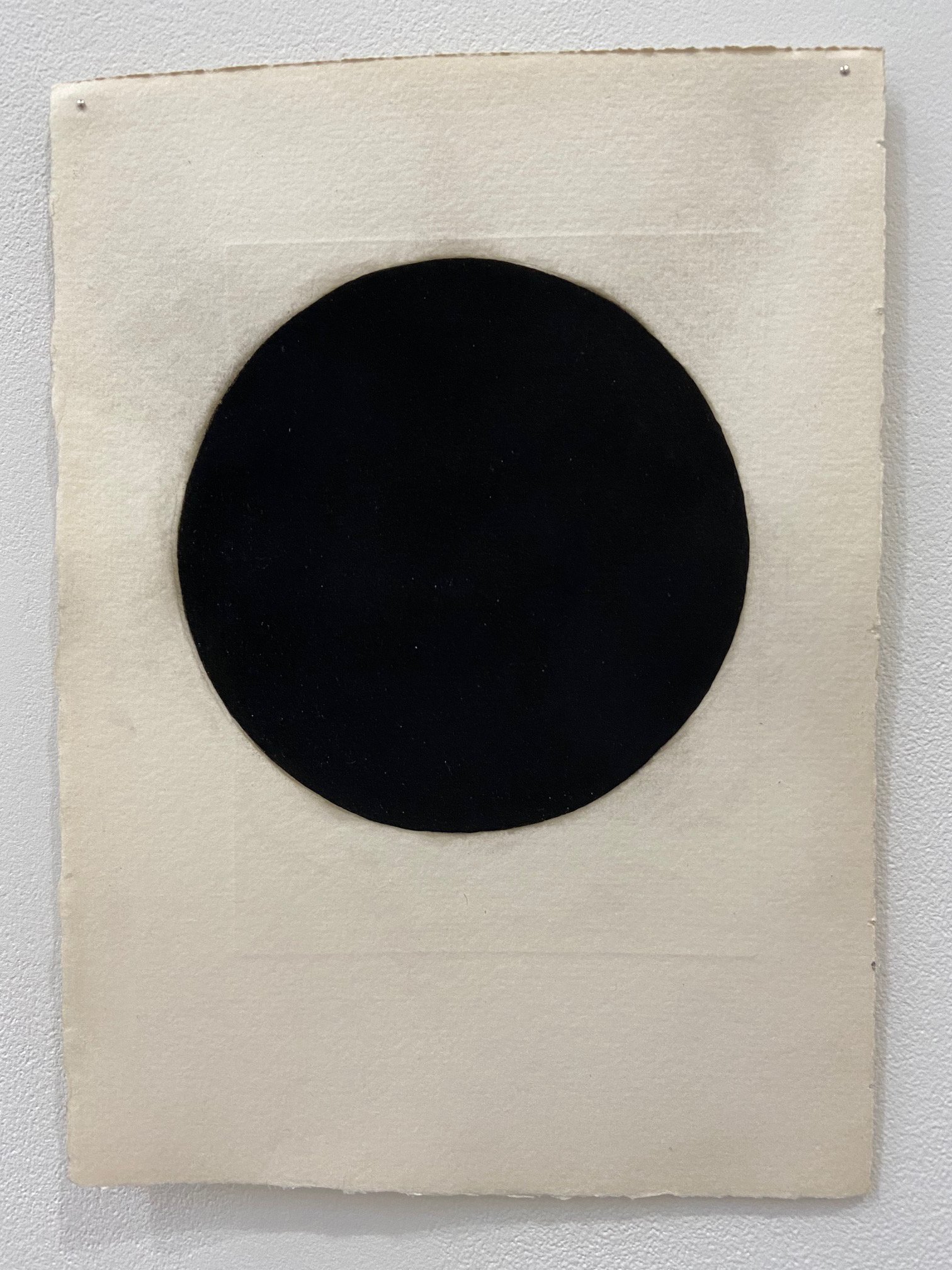   new moon 01  2021 soot, lampblack gouache, discarded book plate 9 x 6 inches   