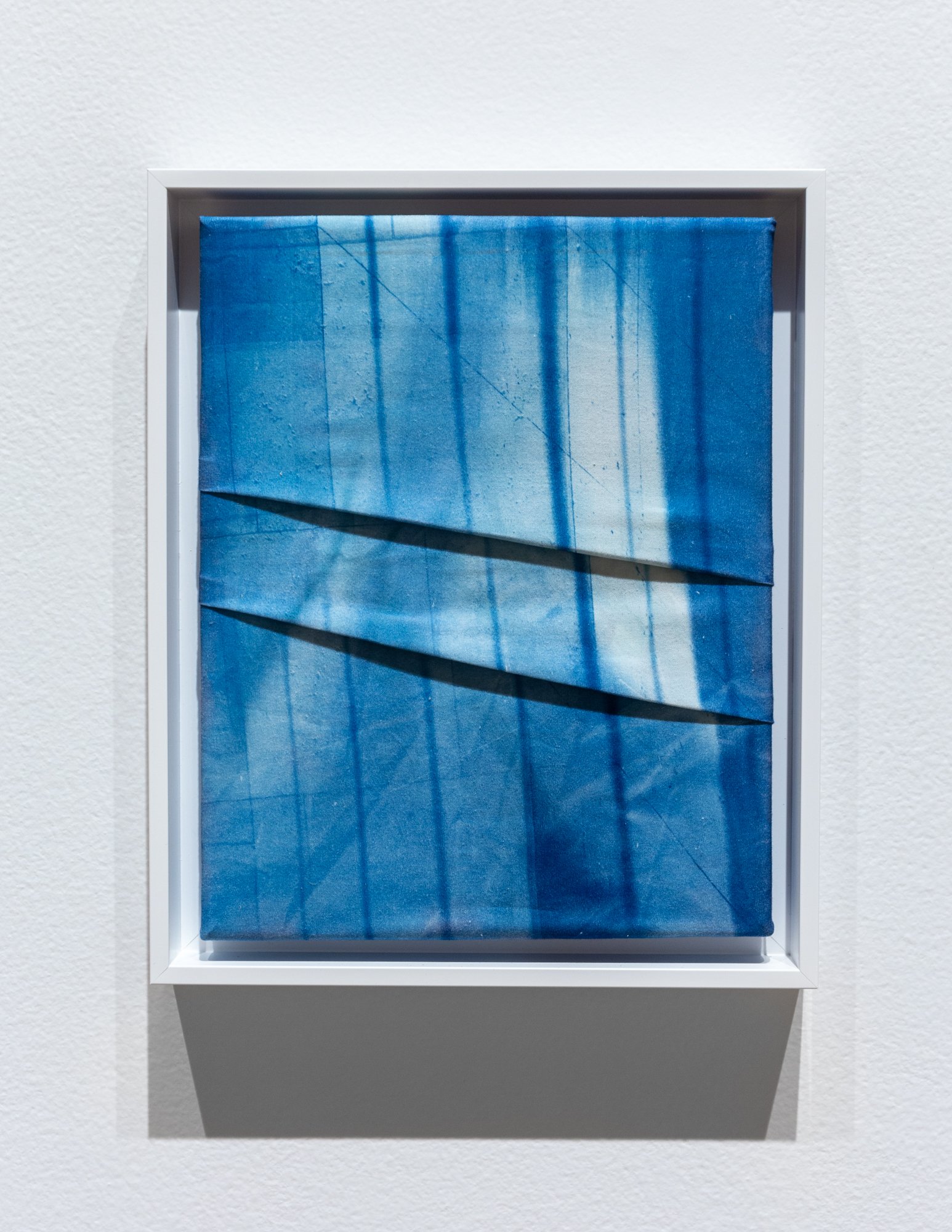   Blueprints (Folded Ridges)  2020 cyanotype on fabric unique 10 x 8 inches 