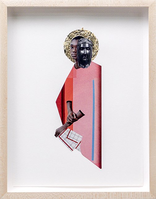   The Black Madonnas of Great Echoes no. 8  2021 collage, gold leaf on paper 12 x 9 inches 