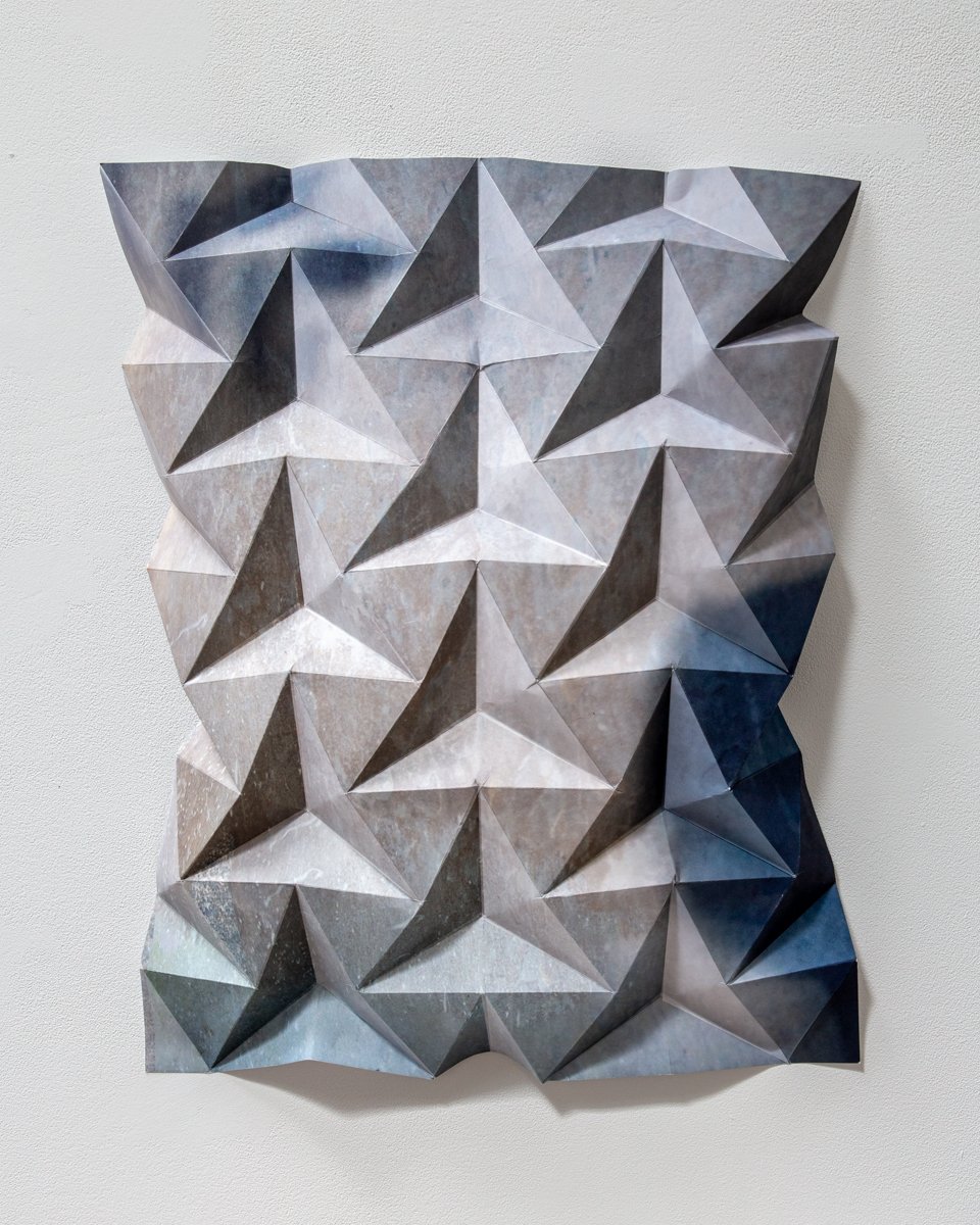   Tessellations (Resch 01 Blue)  2022 folded archival pigment print, unique 18 x 15 inches 