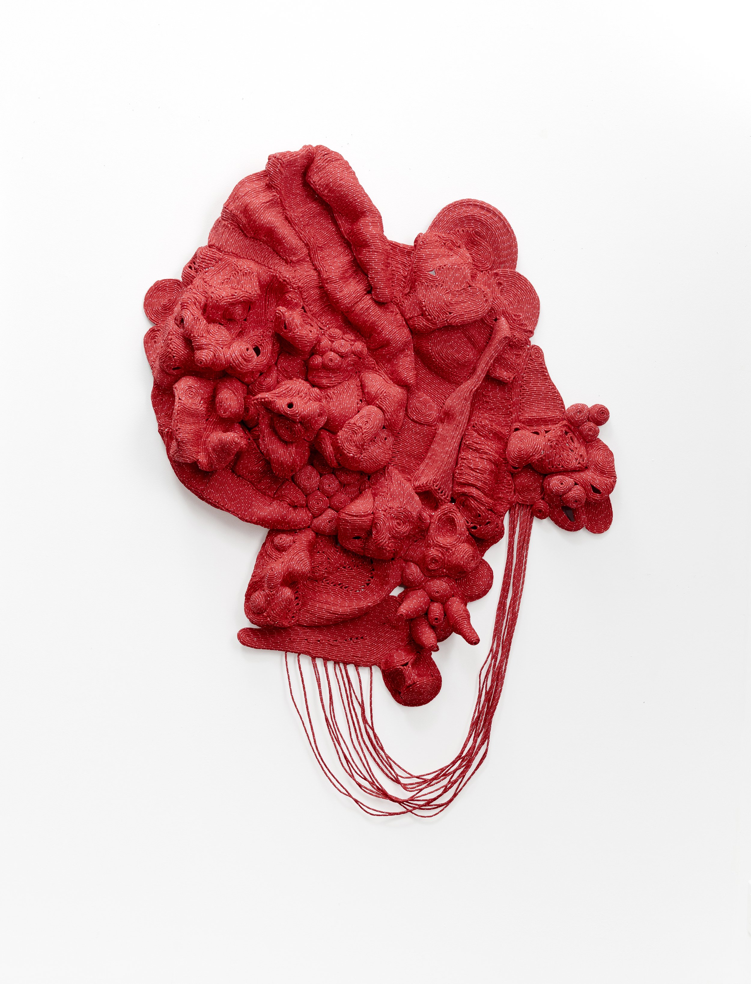   red coil   2023 polypropylene rope, thread 60 x 42 inches 