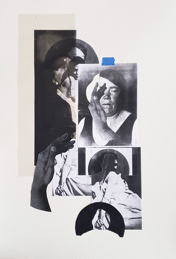 touches or marks of light no.1 , 2025 collage on paper, tape 18 x 12 inches