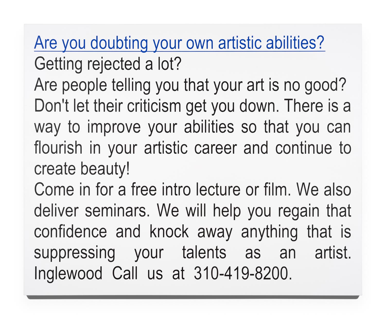 Are you doubting your own artistic abilities? 2016