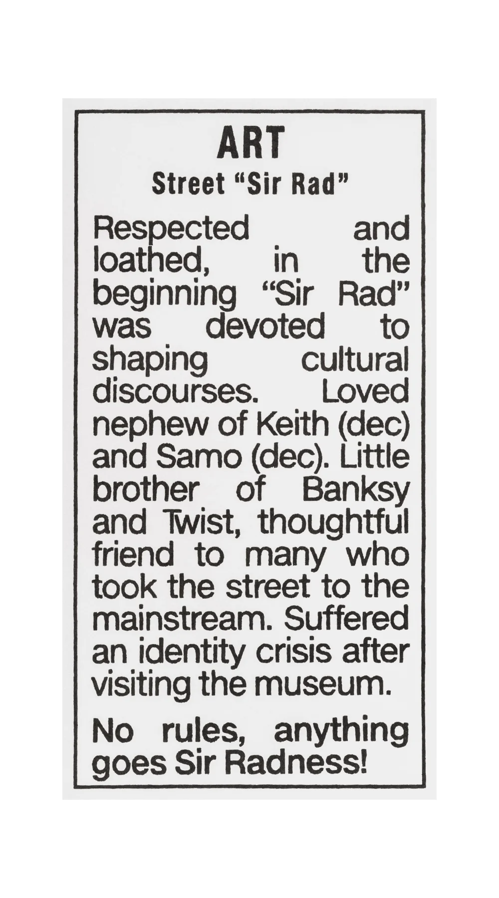ART, Street "Sir Rad" 2018