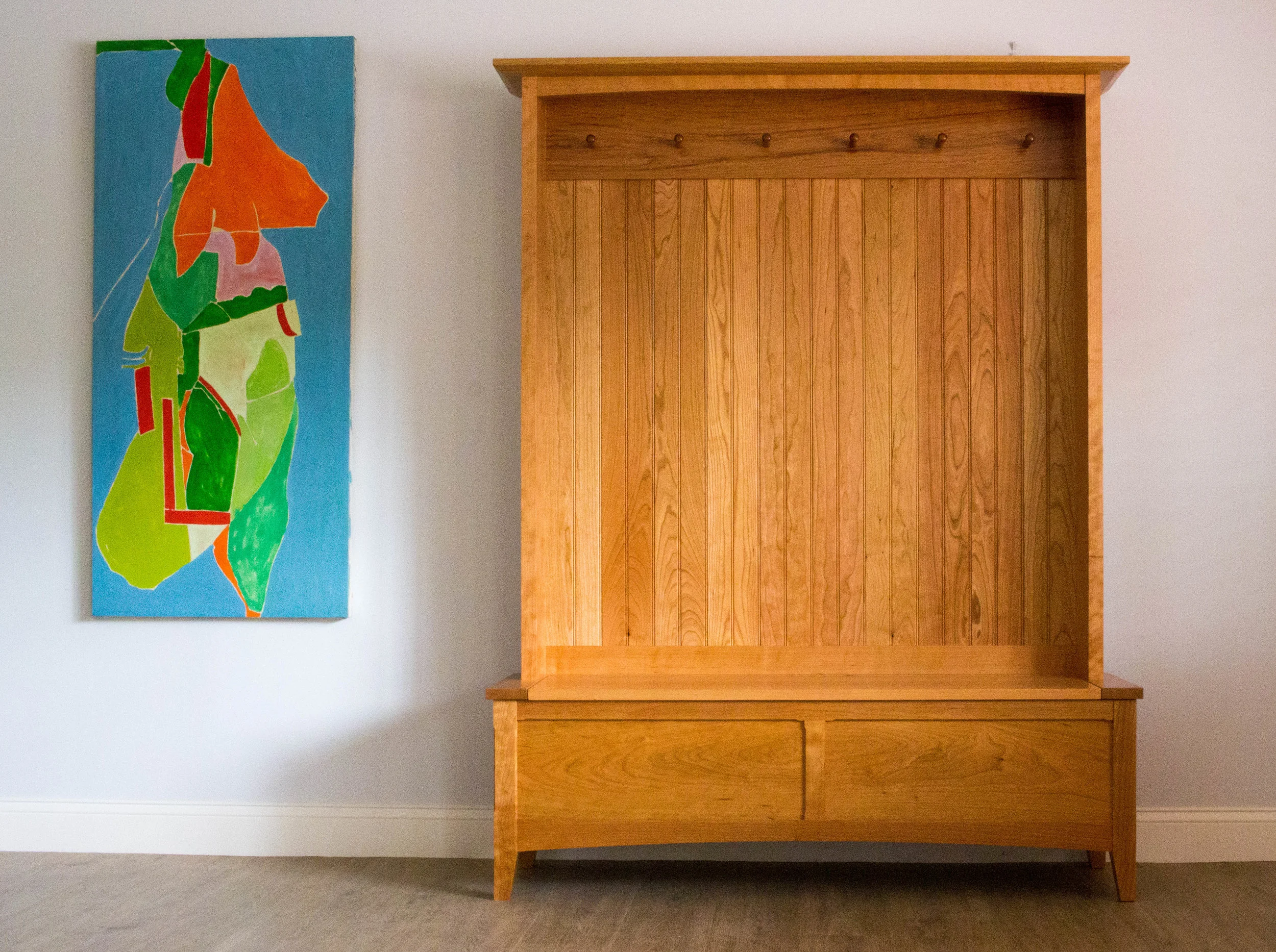 Tall Shaker Style Mudroom Bench