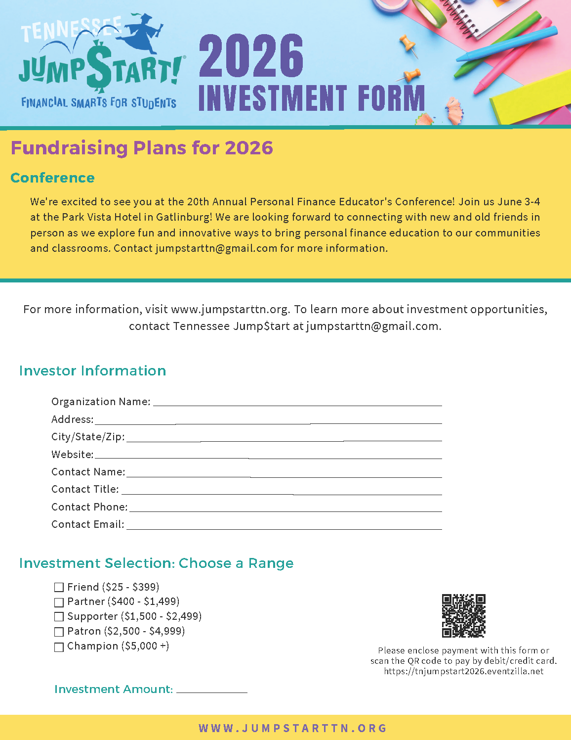 To learn more about investment opportunities, contact Tennessee Jump$tart at jumpstarttn@gmail.com