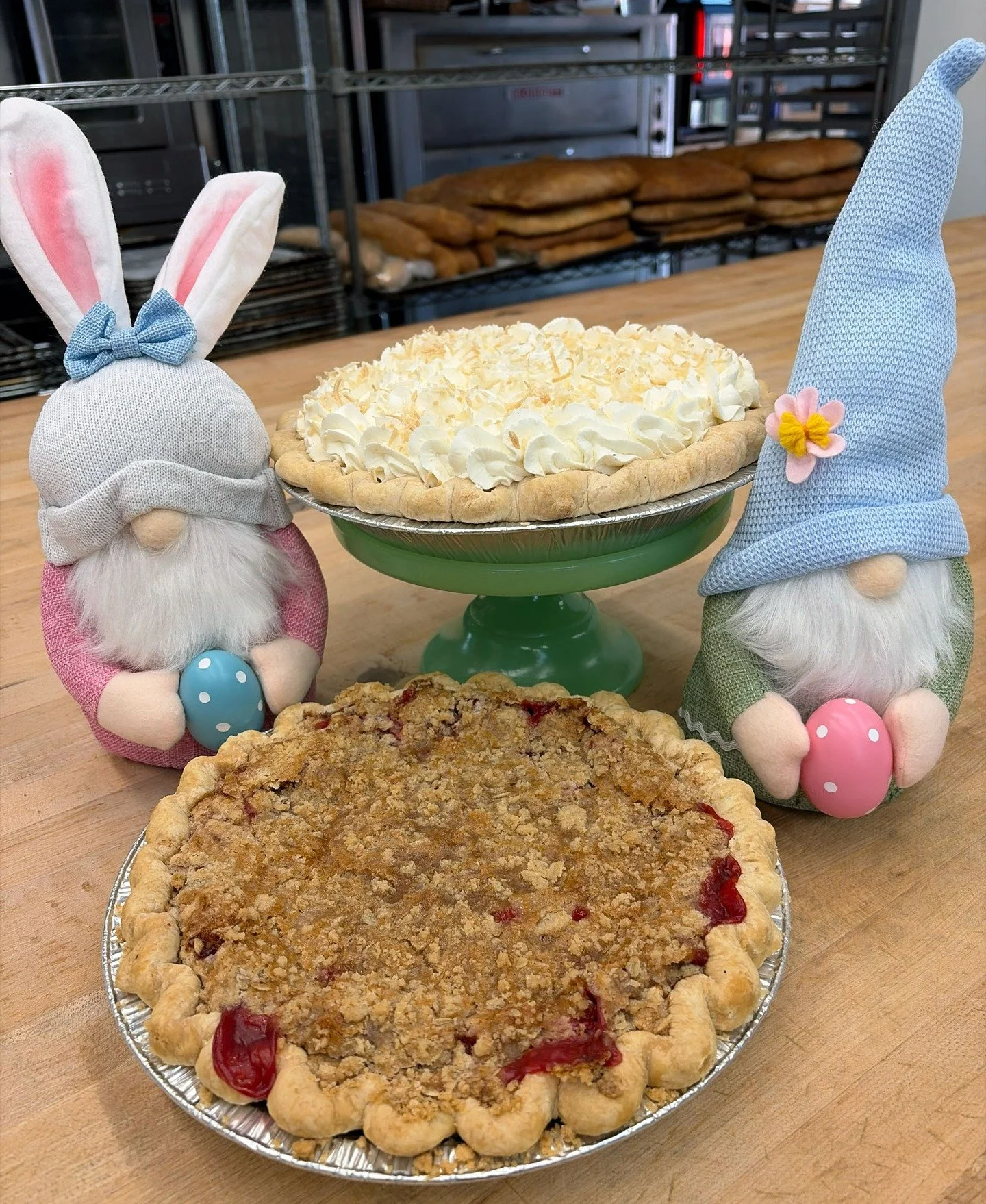 Easter is a week away, so place your order for a quiche by this coming Wednesday. Also, pick up treats like our Coconut Cream Pie, Strawberry Rhubarb Pie, or our Lemon Bundt Cake!
