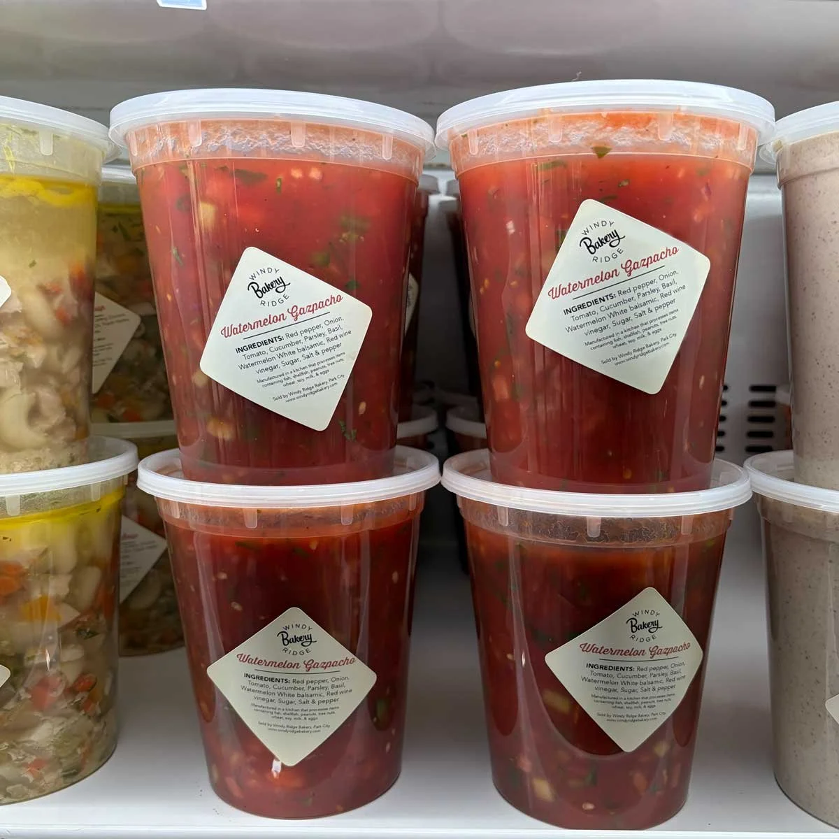 A local's favorite, Watermelon Gazpacho, is back in stock. Come and get it from our Grab-and-go cases.