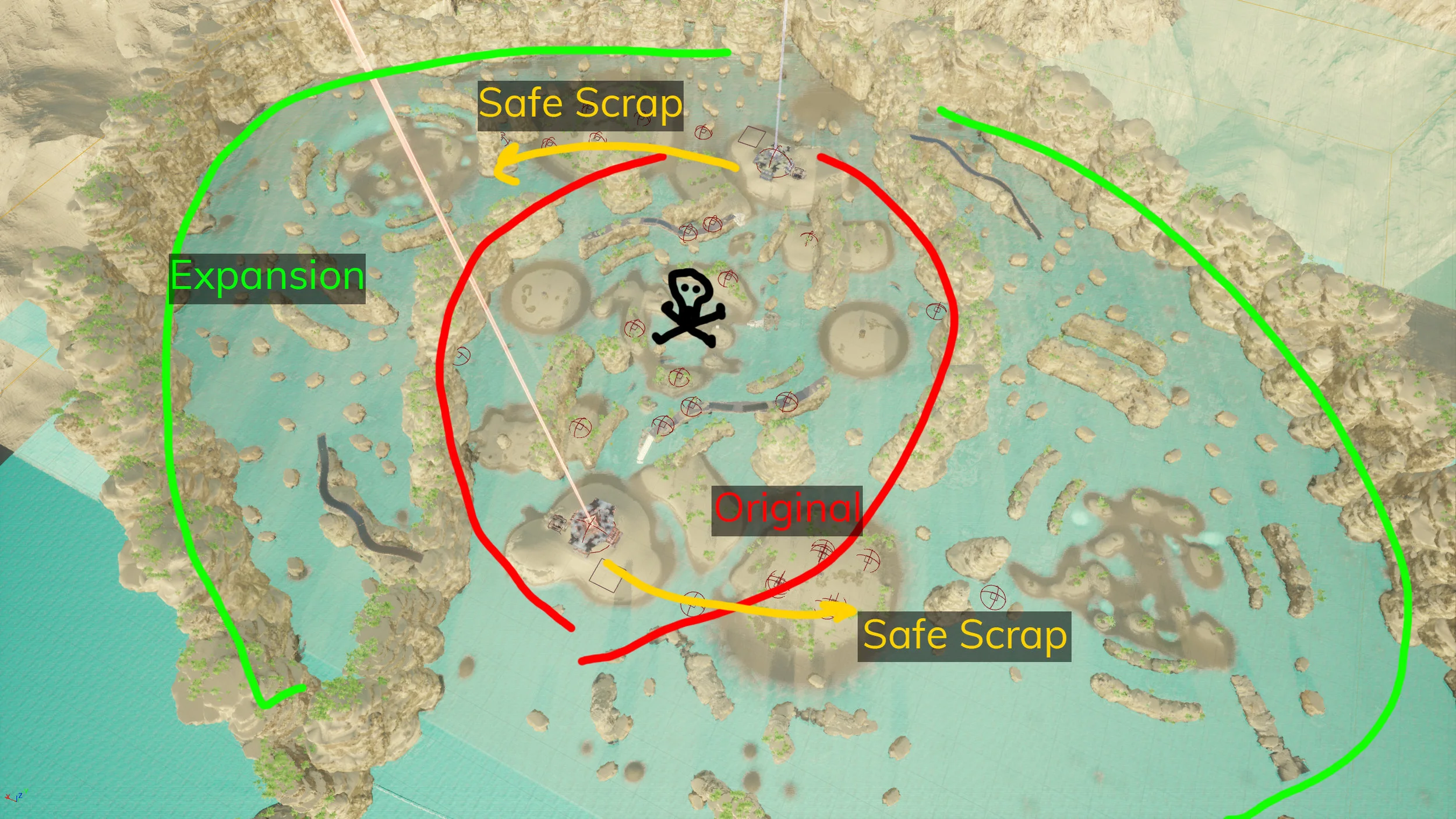 Shallows was expanded to allow safe early game scavenging
