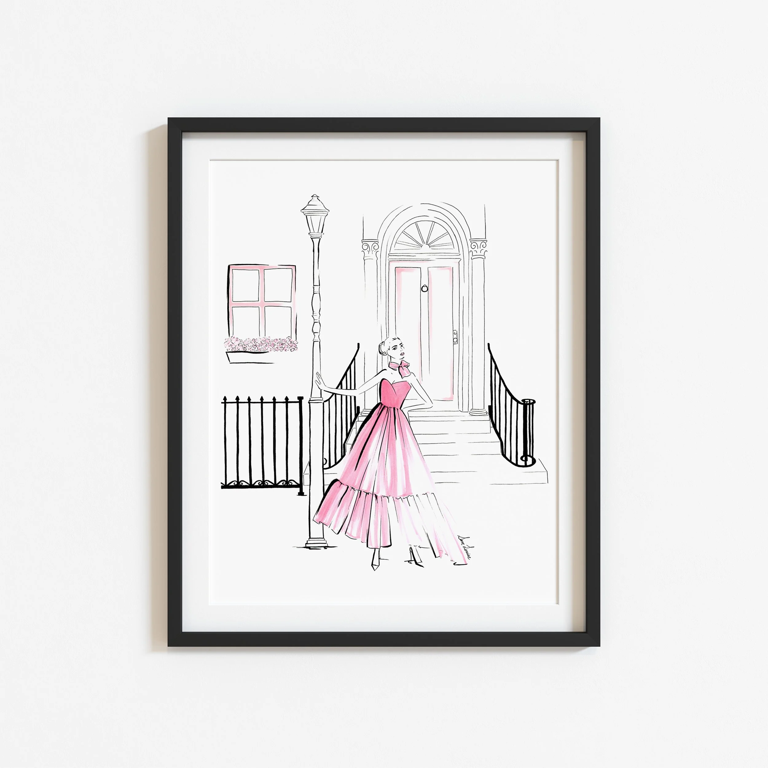 London Townhouse Fashion Illustration Print