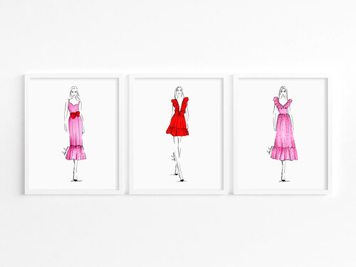 Set of 3 Fashion Sketches - Feminine Wall Art Prints — Sam Louise & Co.