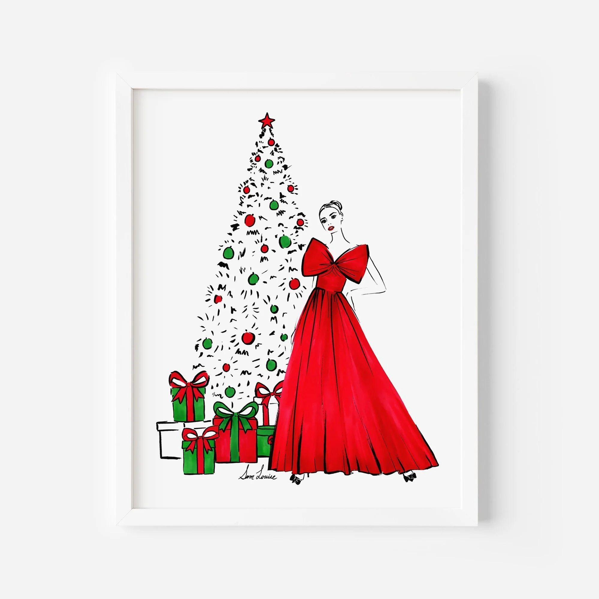 Red Christmas Fashion Illustration