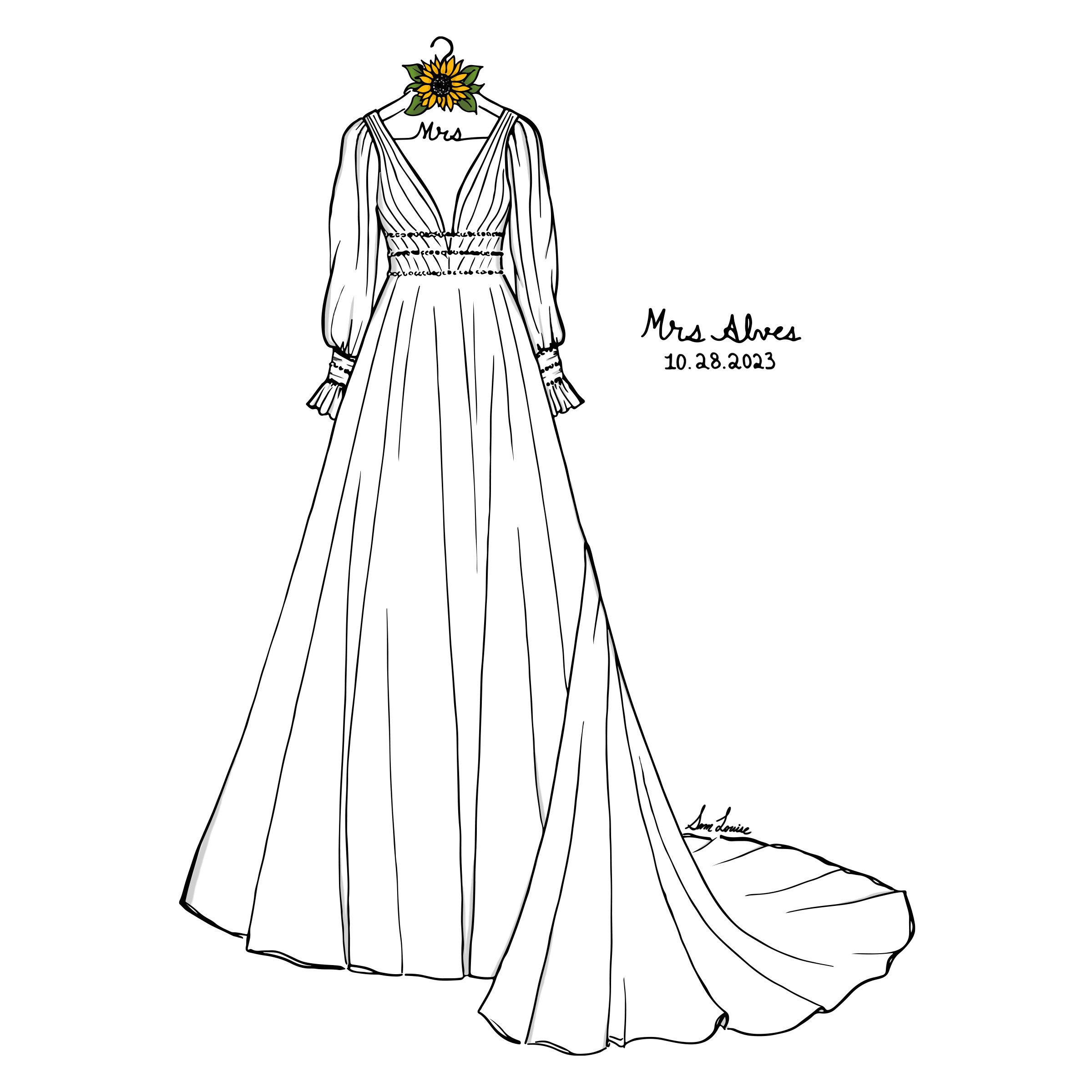 Sketch of a wedding puffy dress on a mannequin. Sketch of an evening long  dress 20669336 Vector Art at Vecteezy