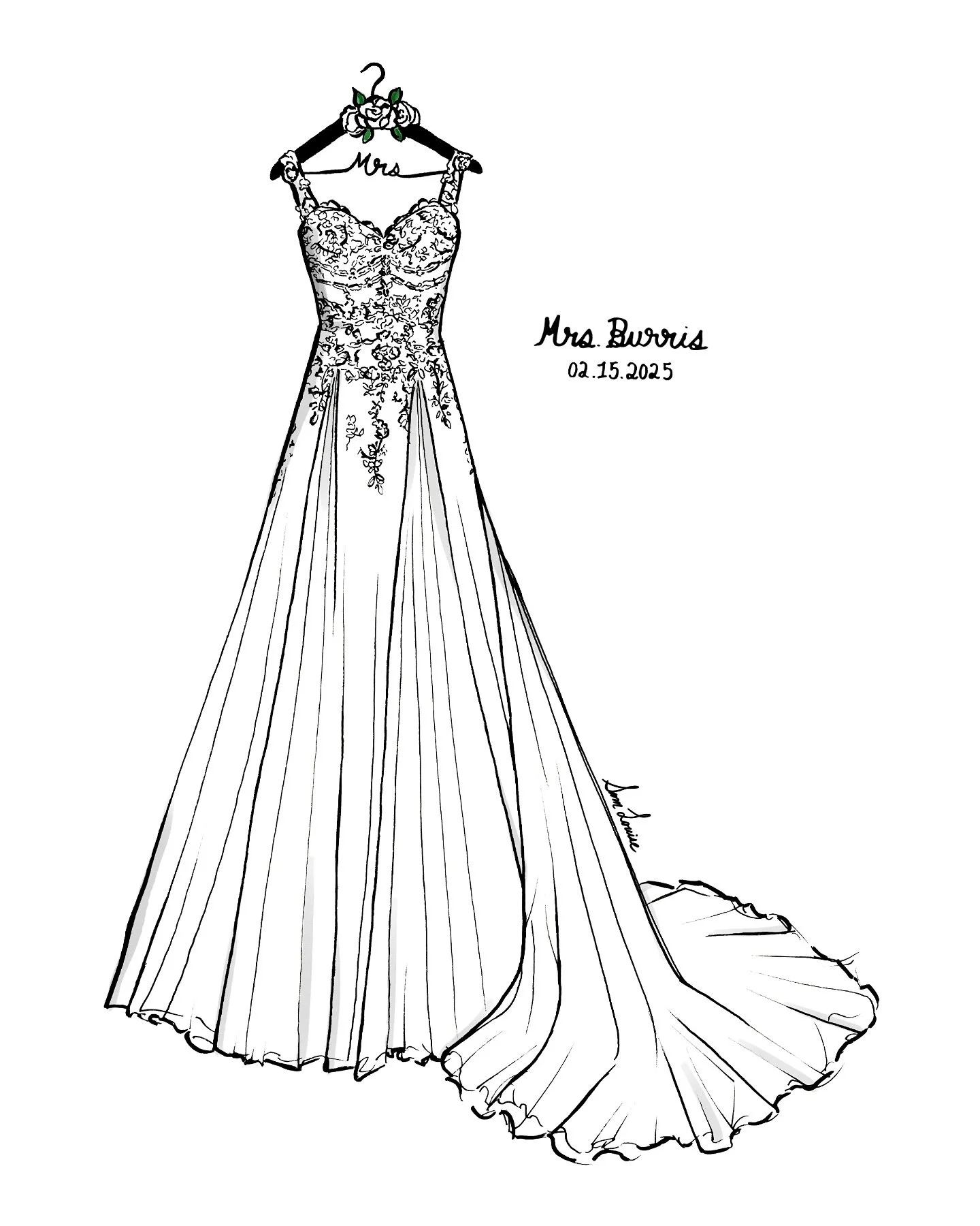 Easily one of my favorites 🤍 @tiffanycarlsonburris dress was a dream and so special to illustrate 🥹 Order/inquire about a custom bridal illustration at the link in bio ✨
.
.
.
#weddingdresses #weddingart #bridalfashion #bridalillustration #weddingi