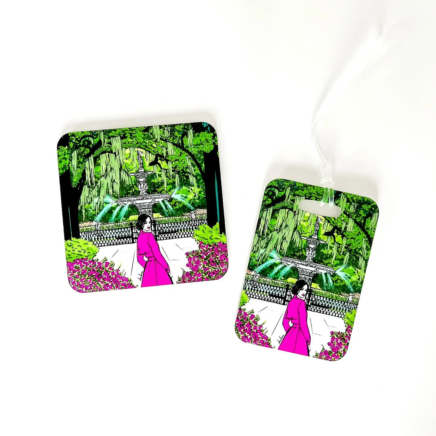 Savannah coaster and luggage tag!⛲️🌸 Shop at the link in bio 🩷

#fashionillustration #fashionillustrator #savannahgeorgia