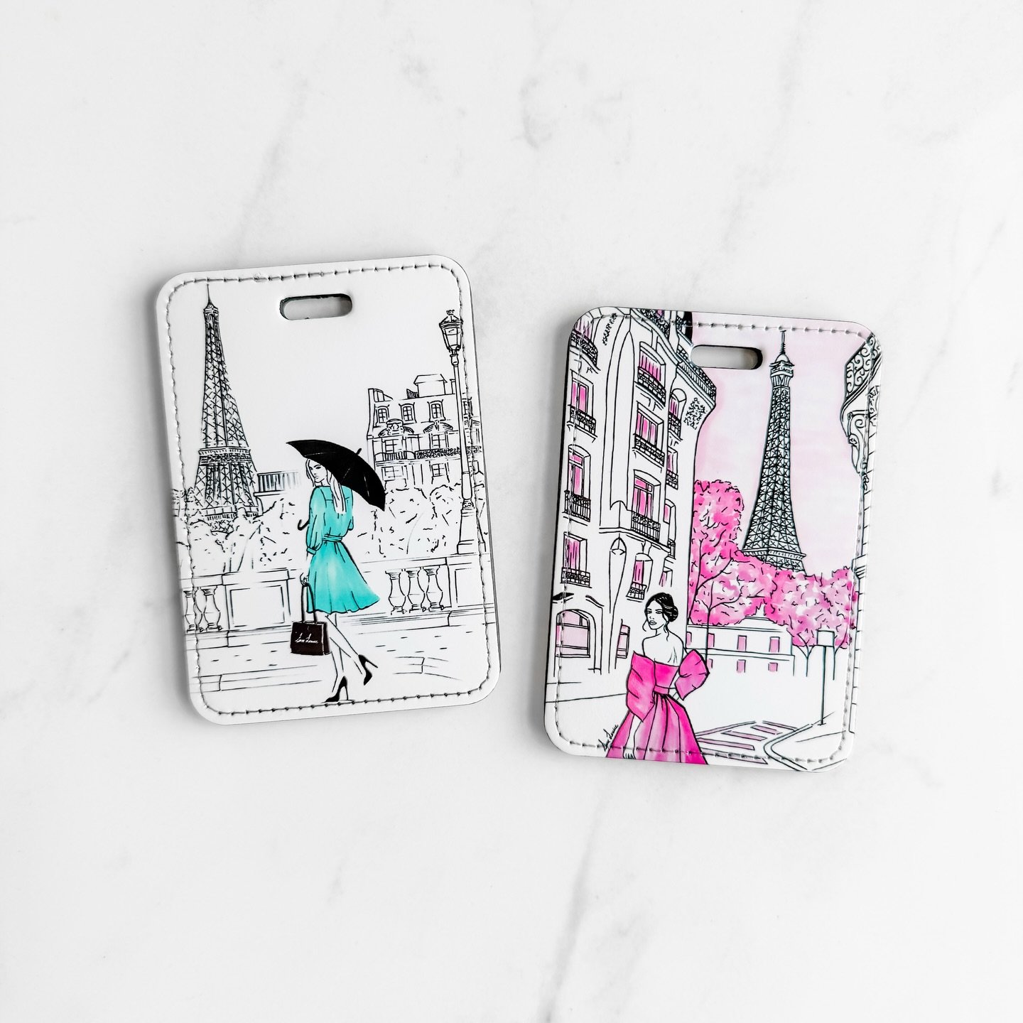 Traveling to Paris just got prettier 🥐🌸 Shop our *new* Paris luggage tags at samlouise.co (link in bio). More designs to come ✨ 

#fashionillustrator #fashionillustration #parisfashion #paristravel #luggagetag