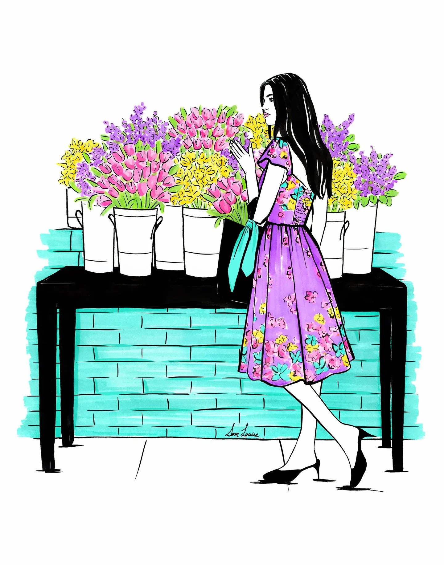 Goodbye neutrals! 🌸🌷🌼 Add color to your home with Spring Blooms, available to purchase as a high-quality gicl&eacute;e print on our website (link in bio) 💜 #samlouiseco #fashionillustration #fashionillustrator #springblooms
