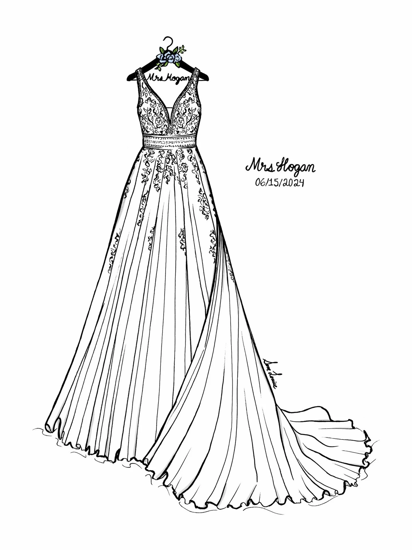 Whether you&rsquo;re a soon-to-be Mrs. or have been married for decades, a bespoke wedding dress illustration is a timeless gift to be cherished. Order your next bride gift at samlouise.co/bridal (link in bio) ✍🏻🤍💍