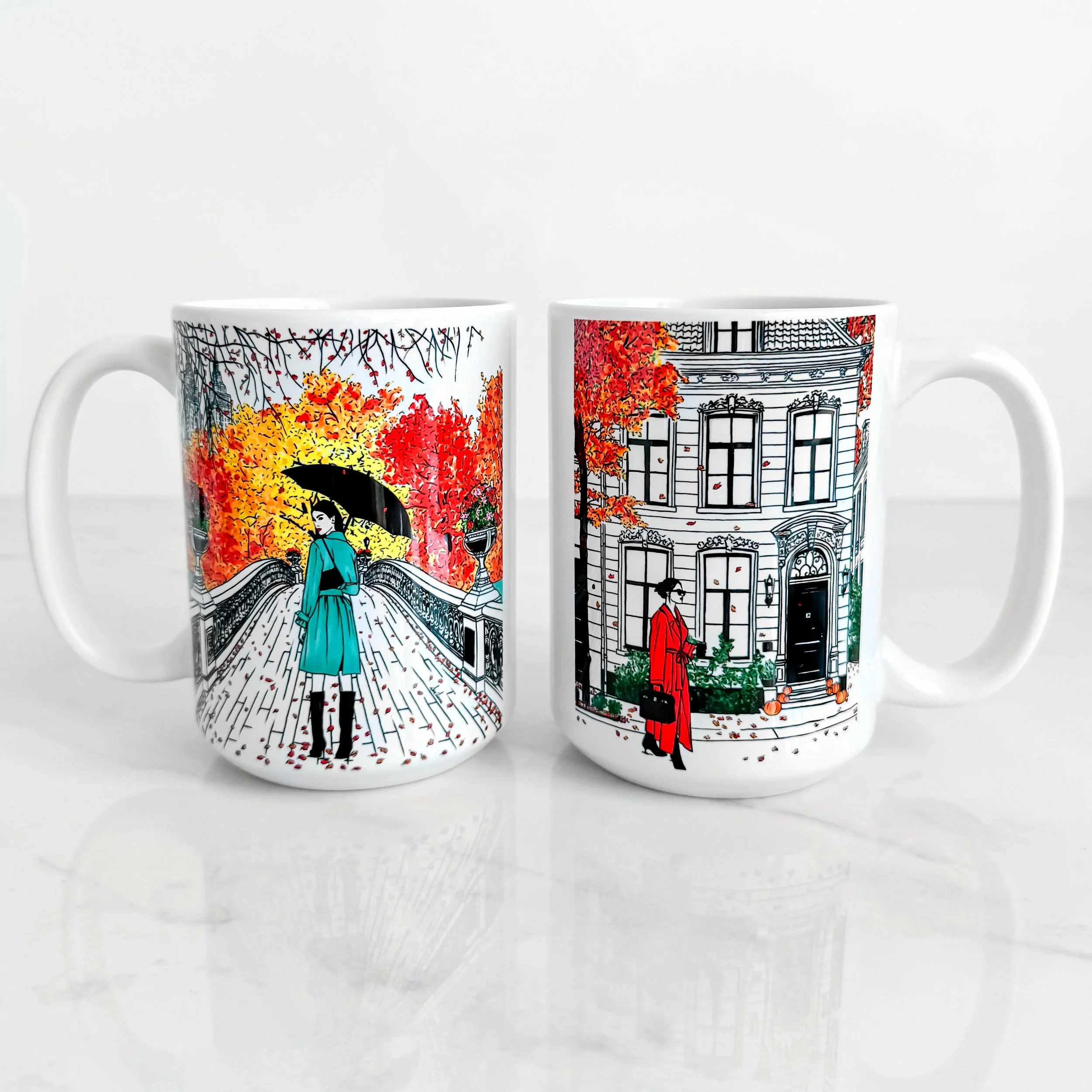 Fall mugs have arrived! 🍁☕️ Tomorrow you can shop these mugs and more at Clayton Harvest Festival from 10am-5pm (also available on our website).❤️

#fallfashion #fallmug #fashionillustrator #fashionillustrations #autumnart