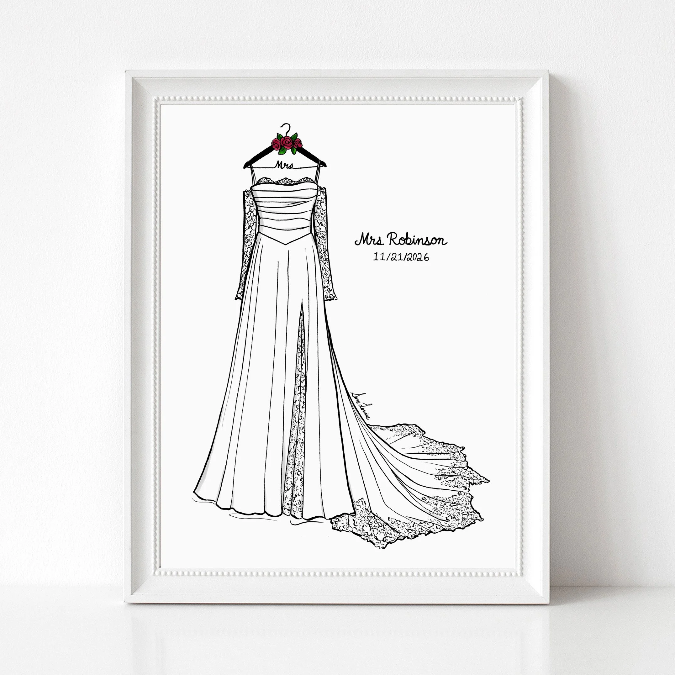 Christmas wedding dress drawing