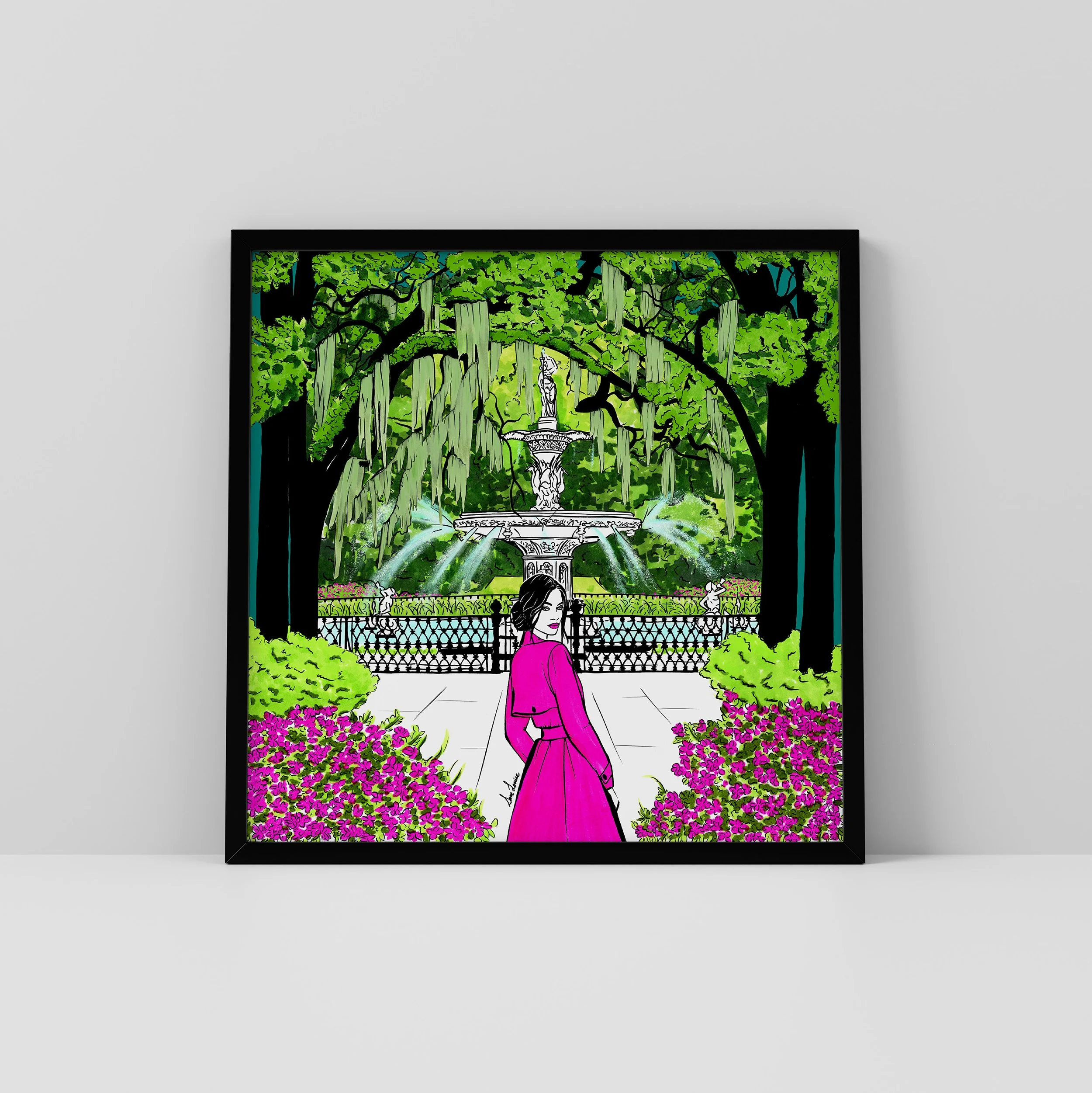 Savannah Forsyth Park Fountain (Fashion Illustration)