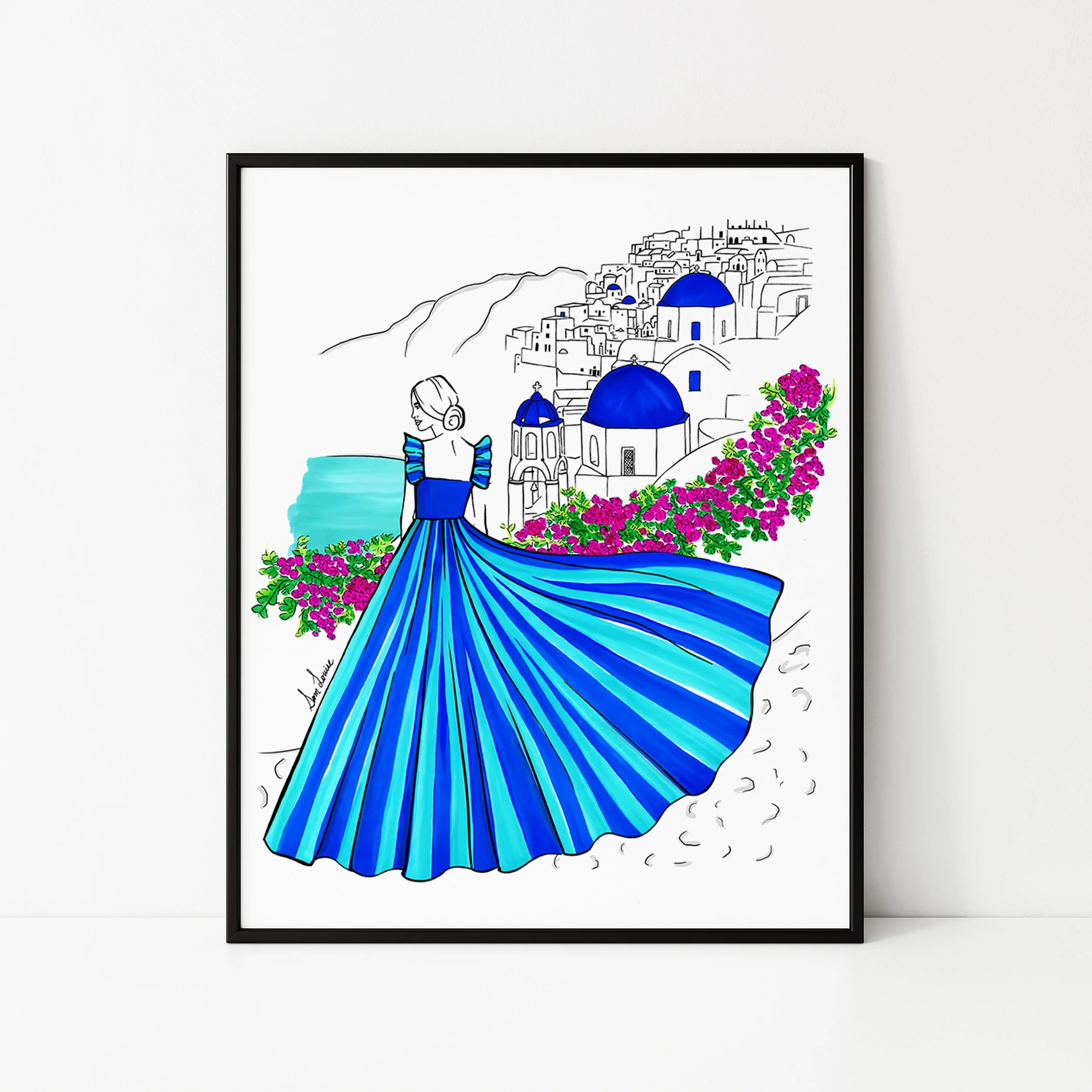 Santorini Fashion Illustration Print