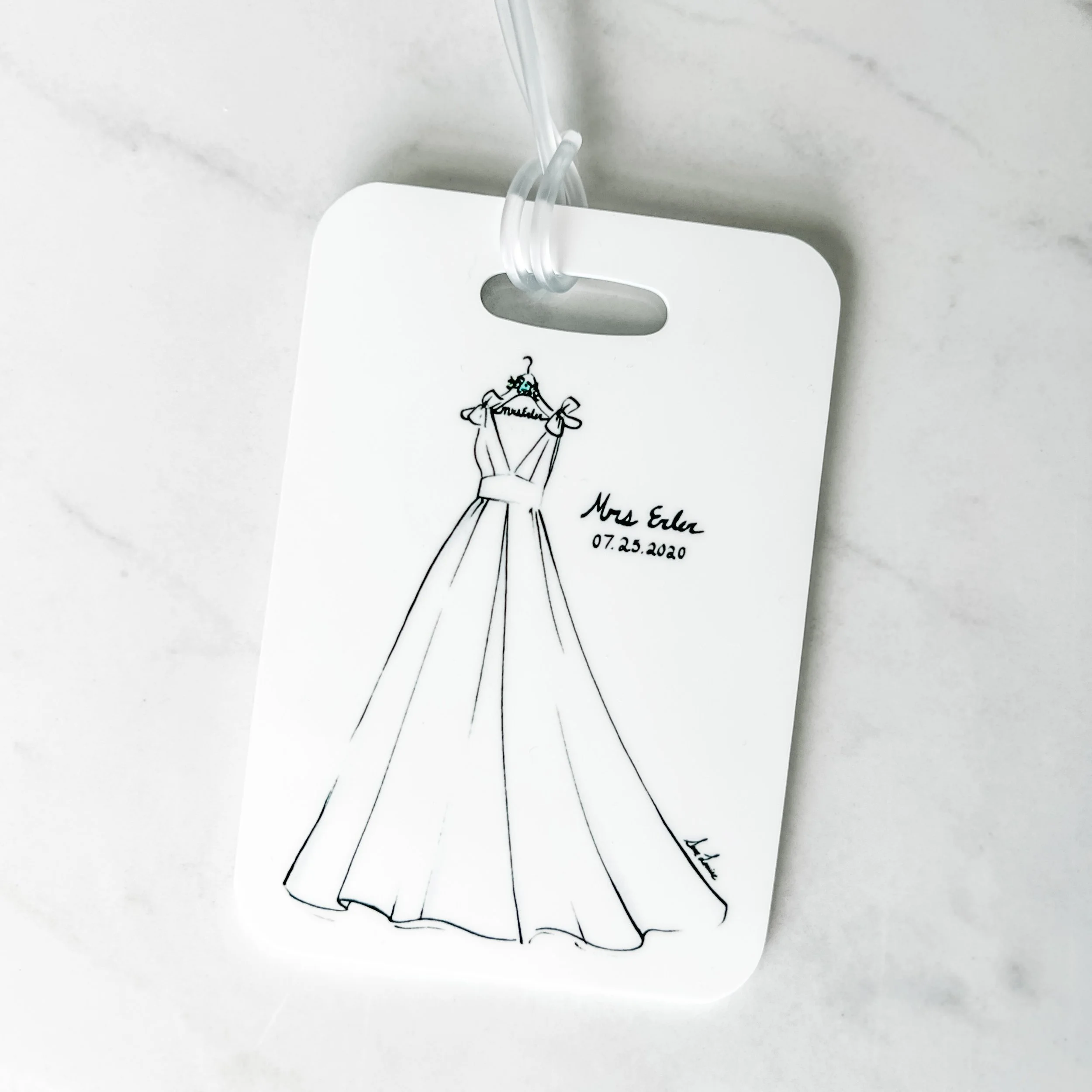 Bridal Luggage Tag Personalized with Wedding Dress