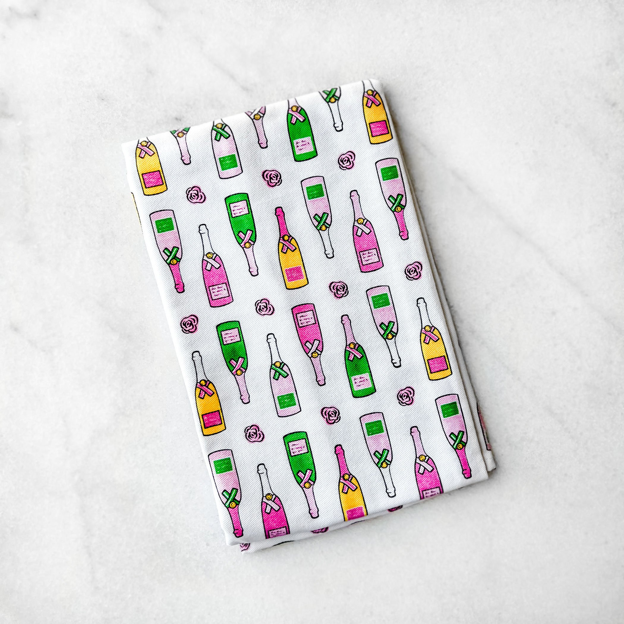 Pink Champagne Tea Towel