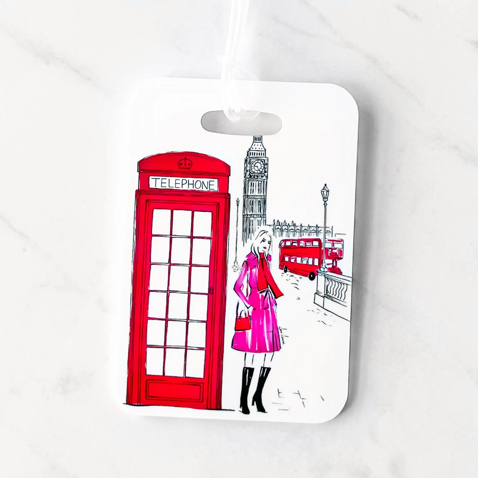 London Fashion Luggage Tag - Pink