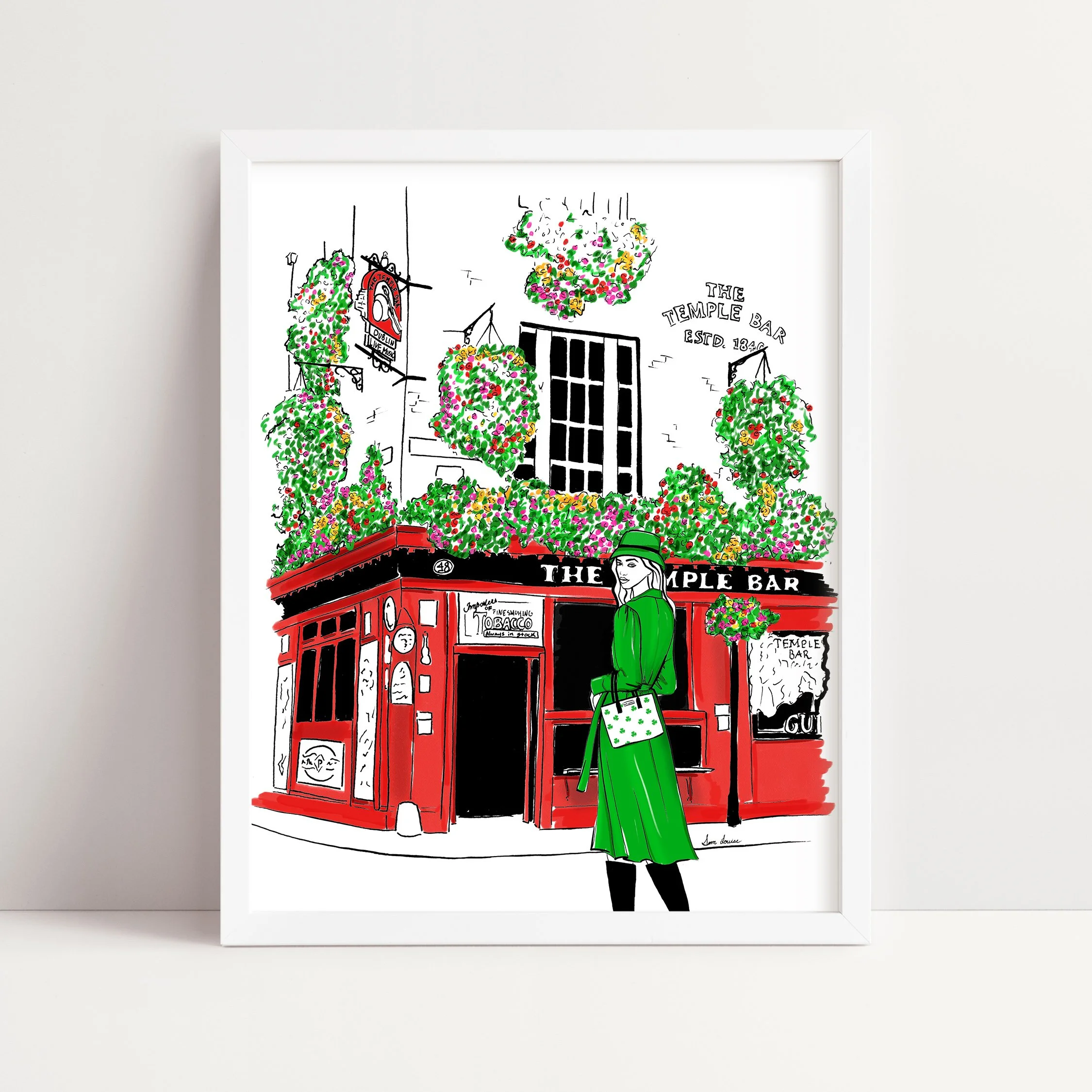 Dublin Fashion Illustration Print (The Temple Bar)