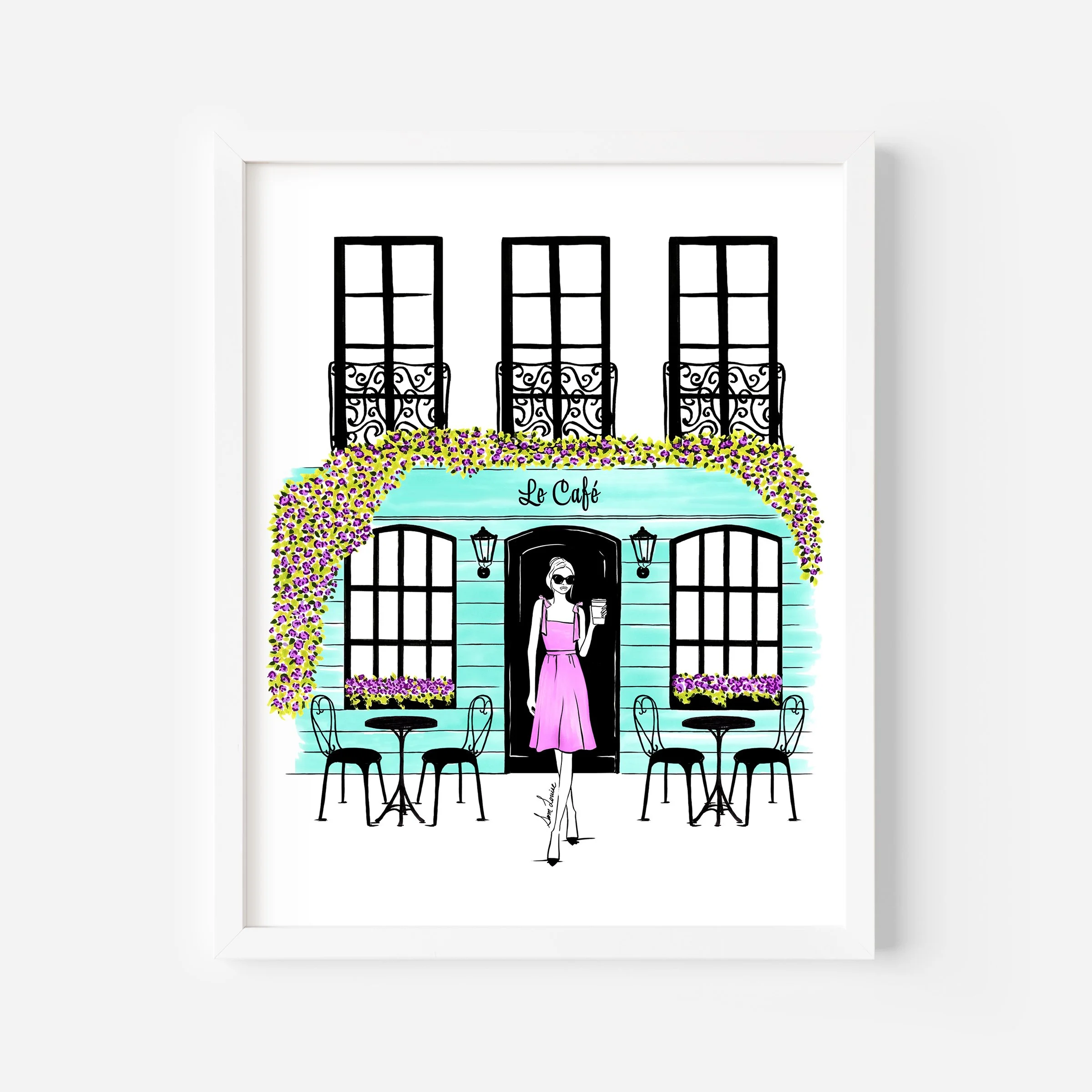 French Café Fashion Illustration Print