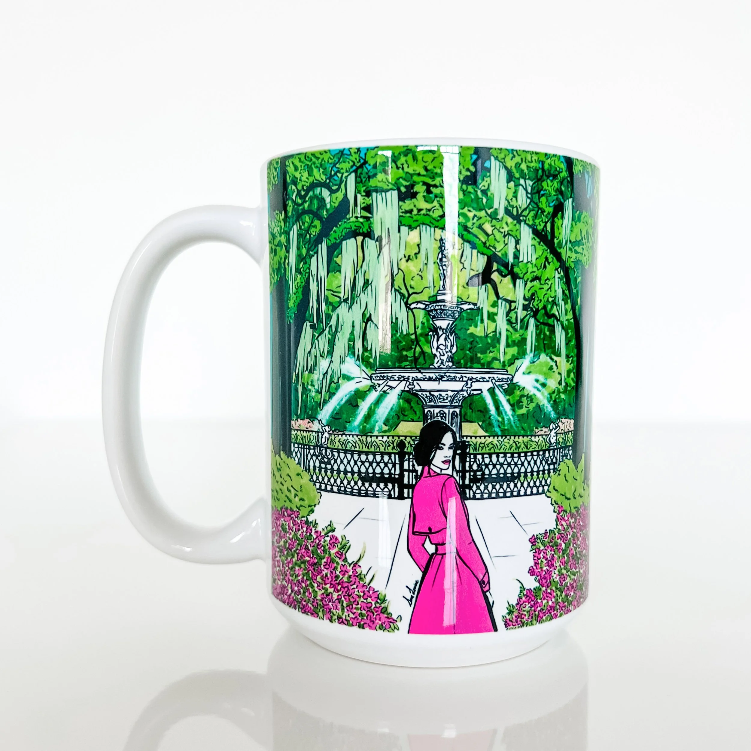 Savannah Mug with Illustration of Forsyth Park Fountain