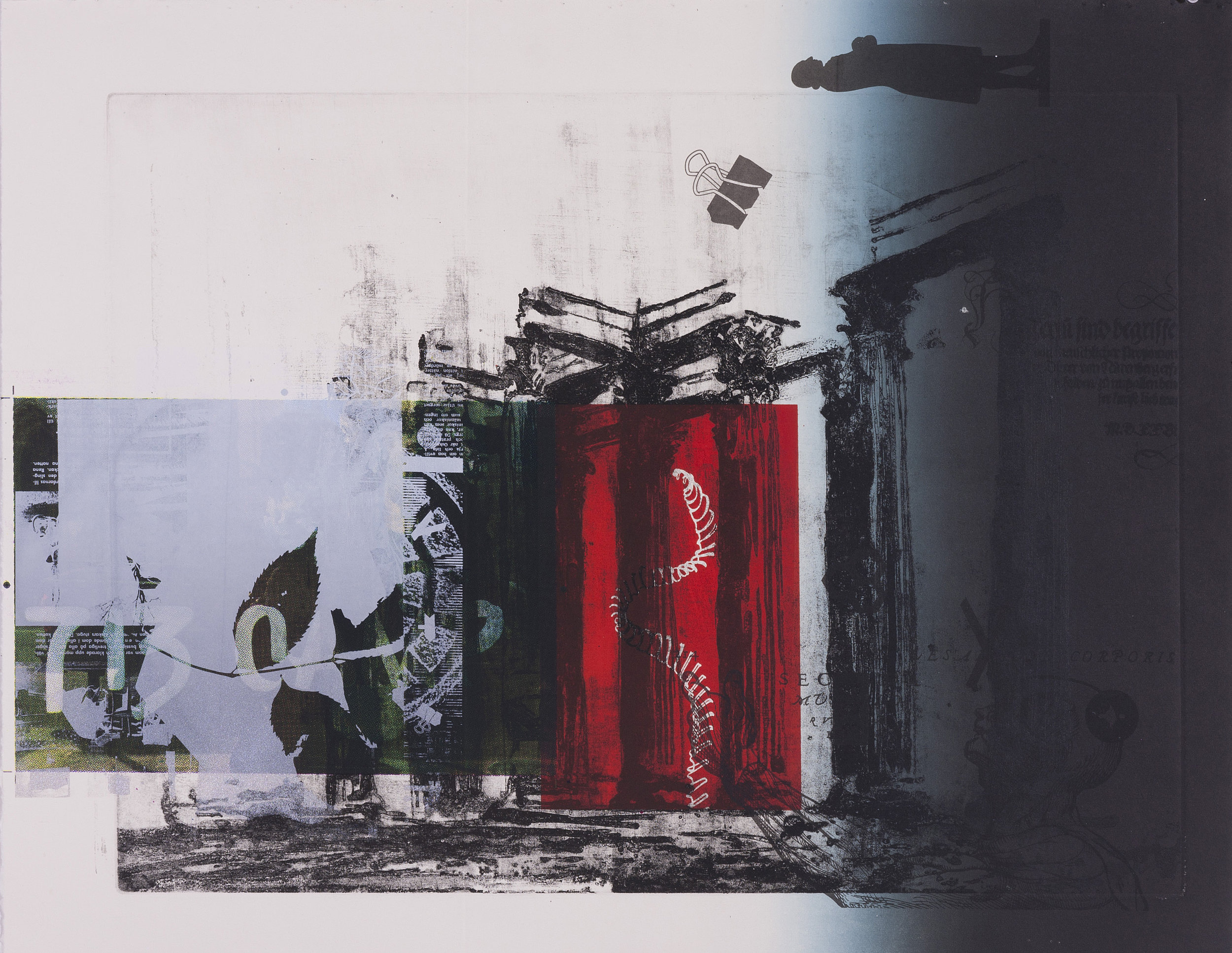  I started this work long time ago: 2004 I made an intaglio after a photo of Zeus temple I took in Athens. 2016 I added some screenprinting and few days ago did a CMYK image with an extra layer on the left. 60 x 80 cm.&nbsp; 